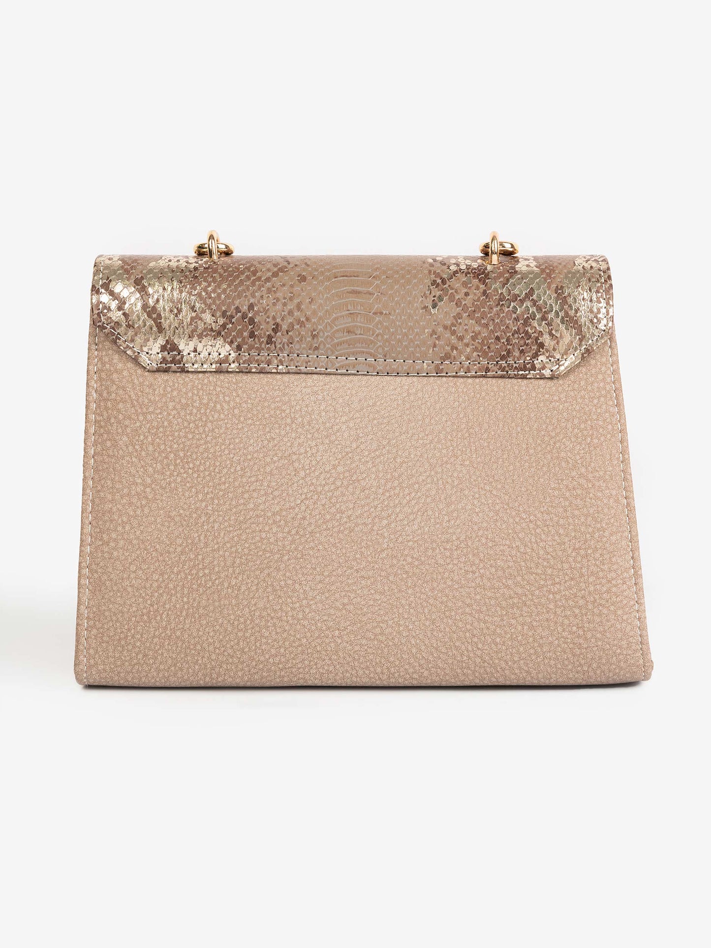 Snake Printed Flap Handbag