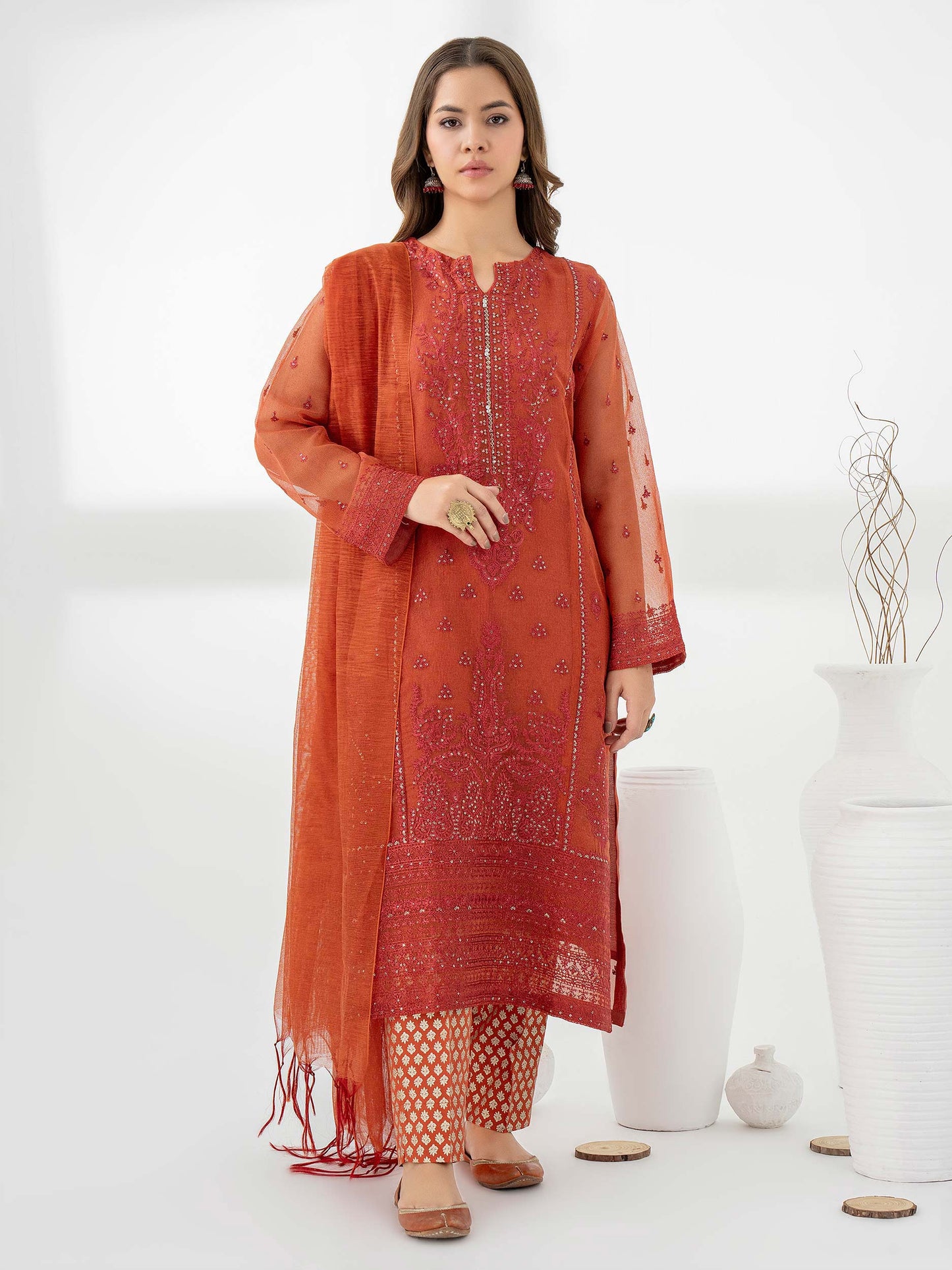 3 Piece Net Suit-Embroidered (Pret)