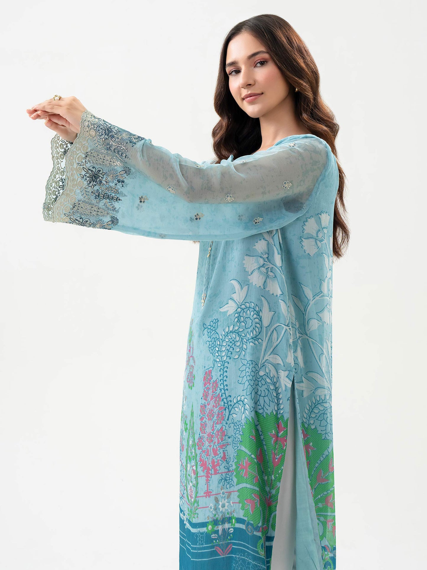 Chiffon Shirt-Embroidered (Pret)