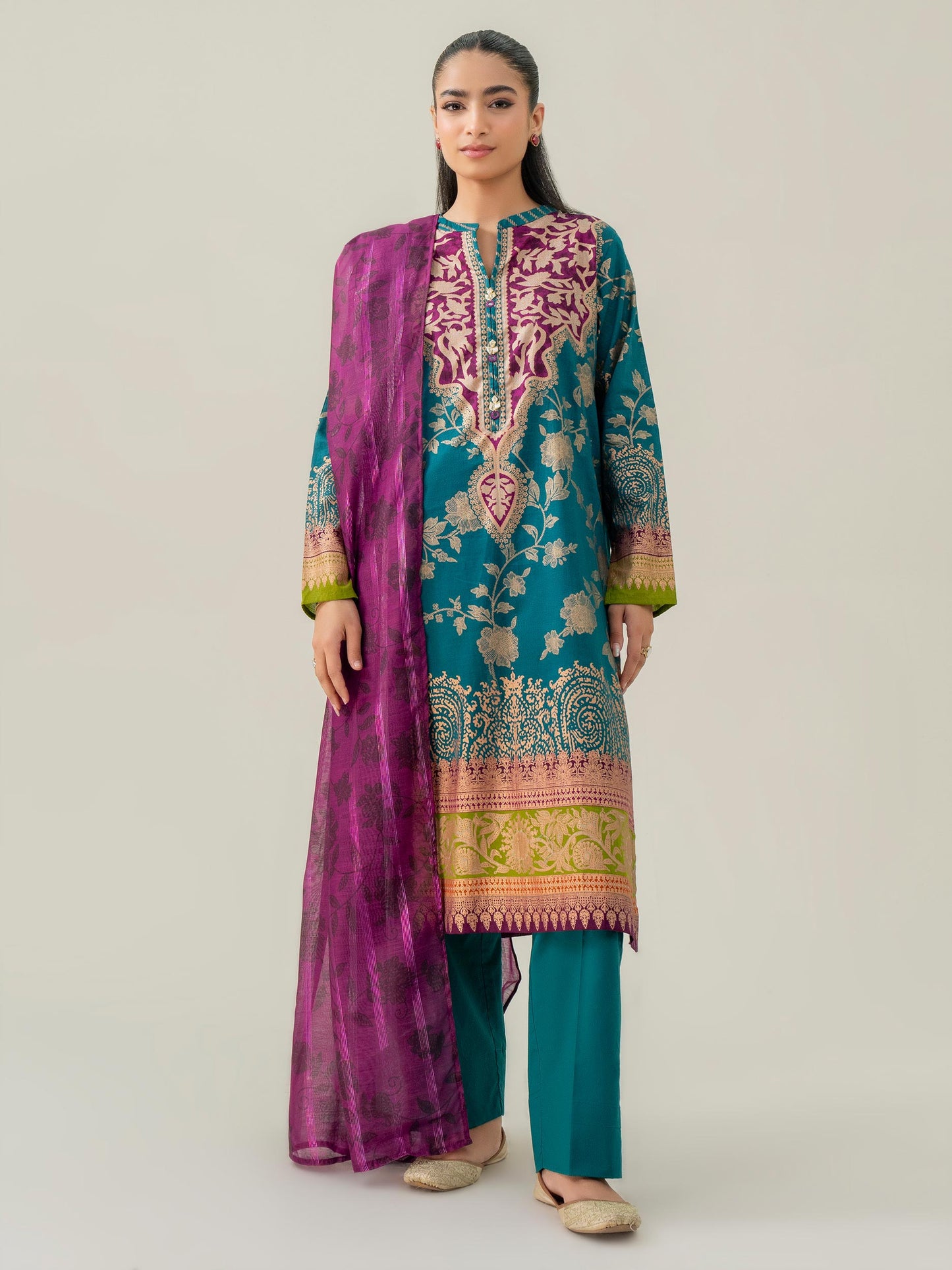 3 Piece Lawn Suit-Paste Print (Pret)