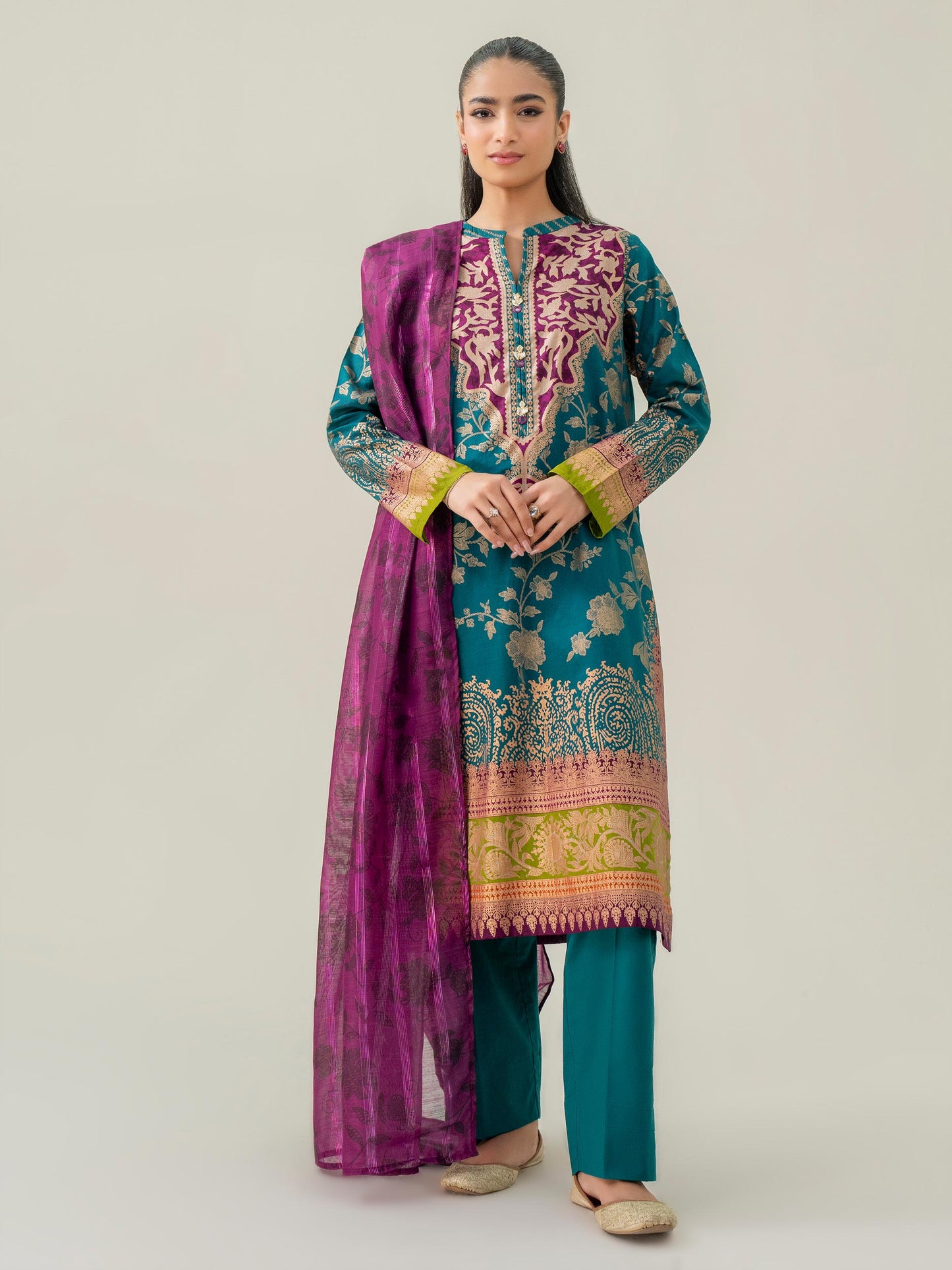 3 Piece Lawn Suit-Paste Print (Pret)