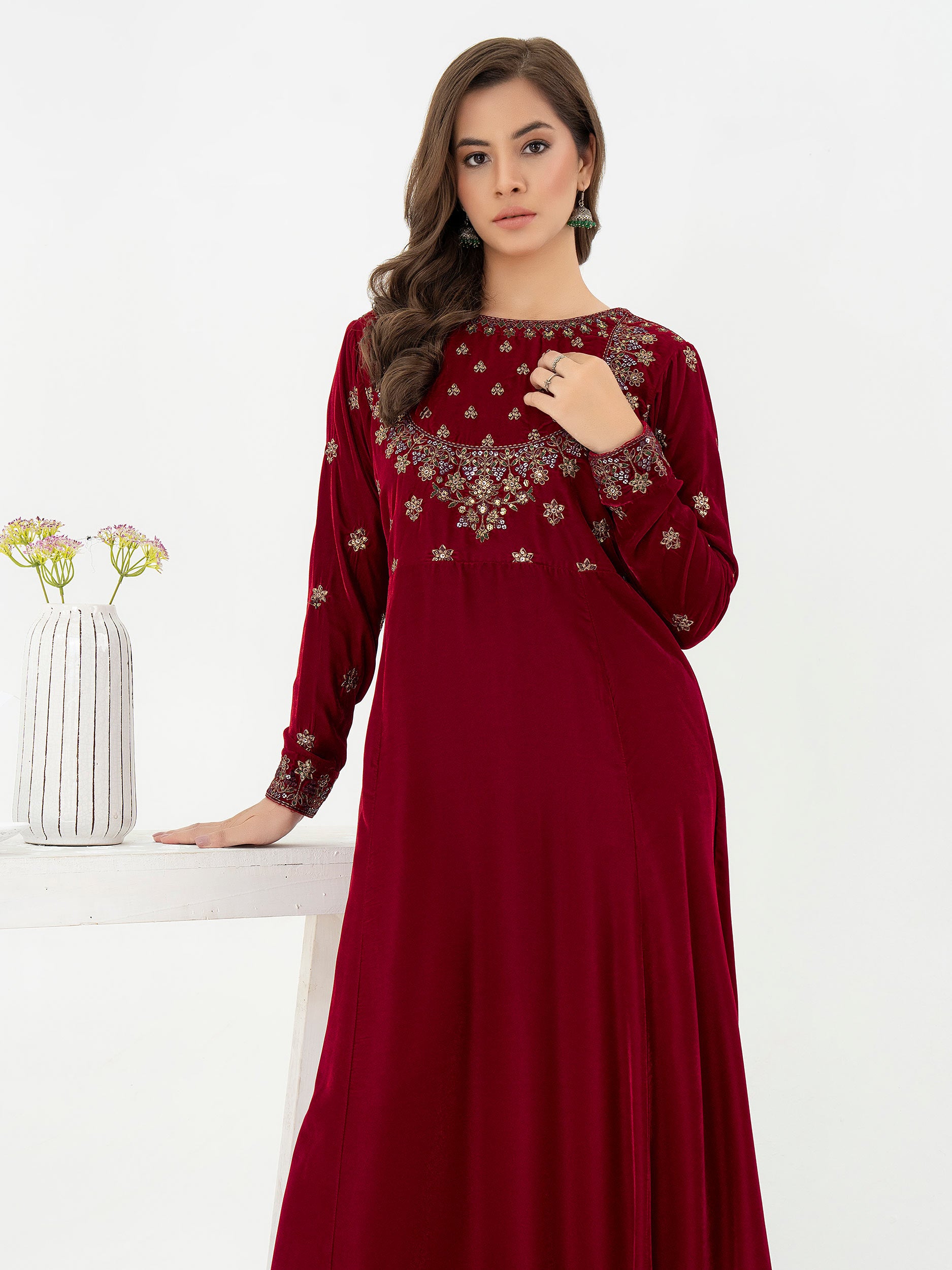 Long frock velvet best sale