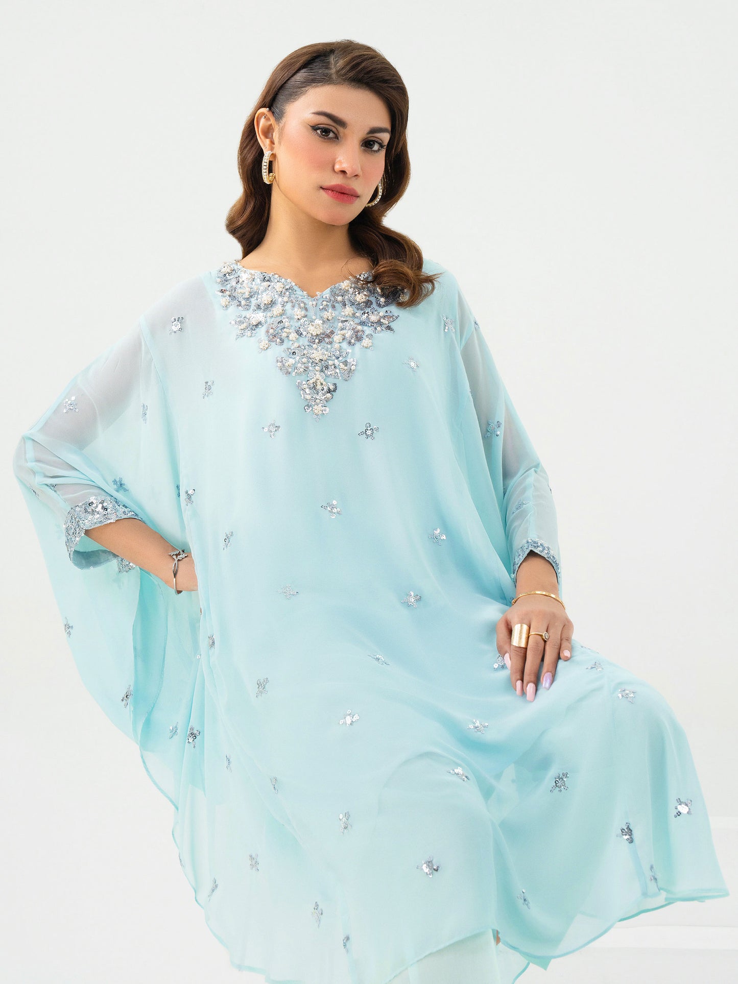 2 Piece Chiffon Suit-Embellished (Pret)