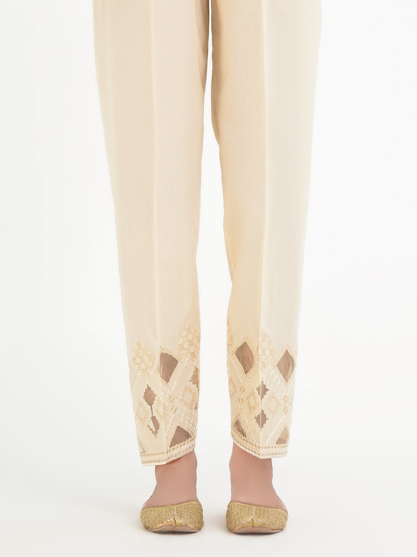 Embroidered Cambric Trouser (Pret)