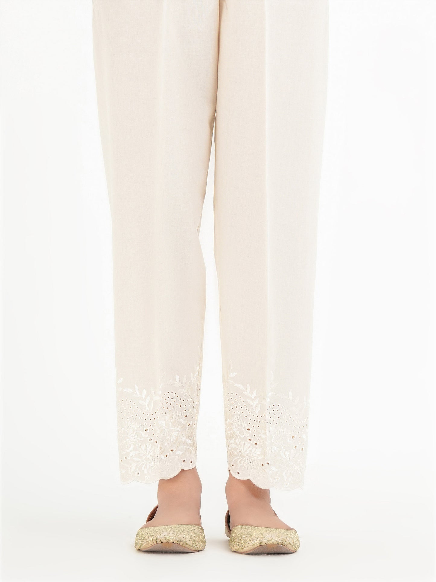 Embroidered Cambric Trouser (Pret)