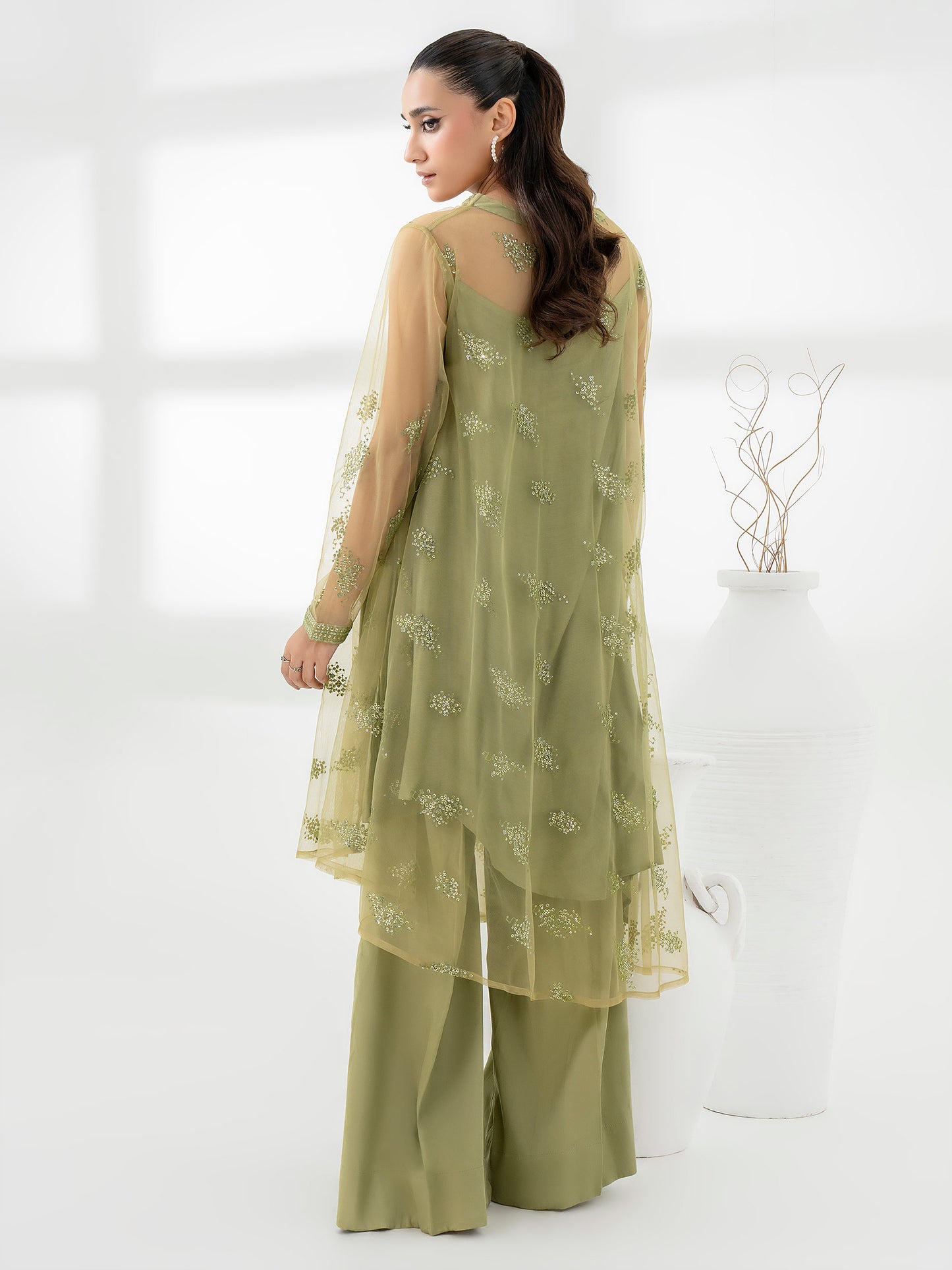 2 Piece Net Suit-Embroidered (Pret)