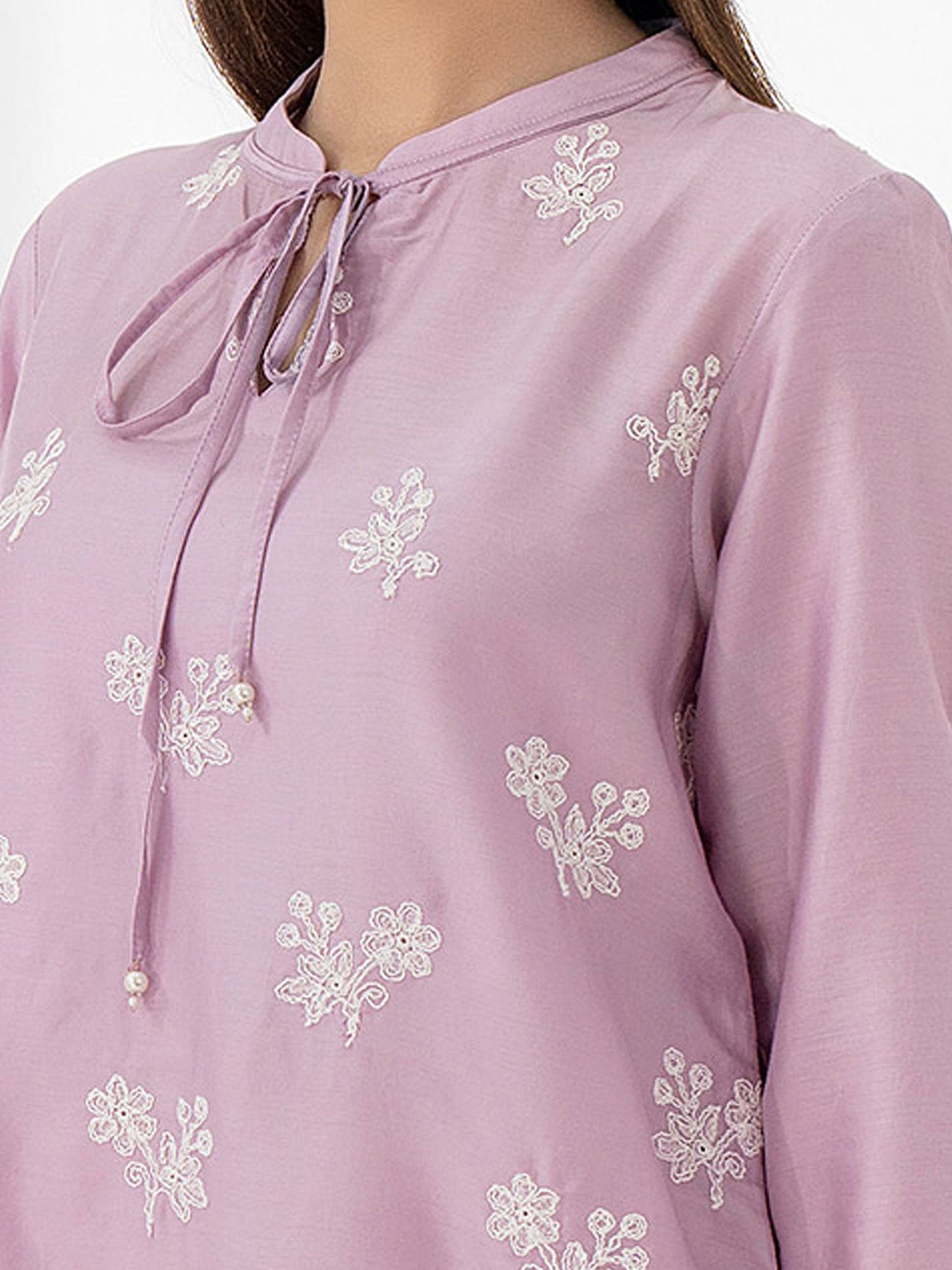 Satin Shirt-Embroidered (Pret)