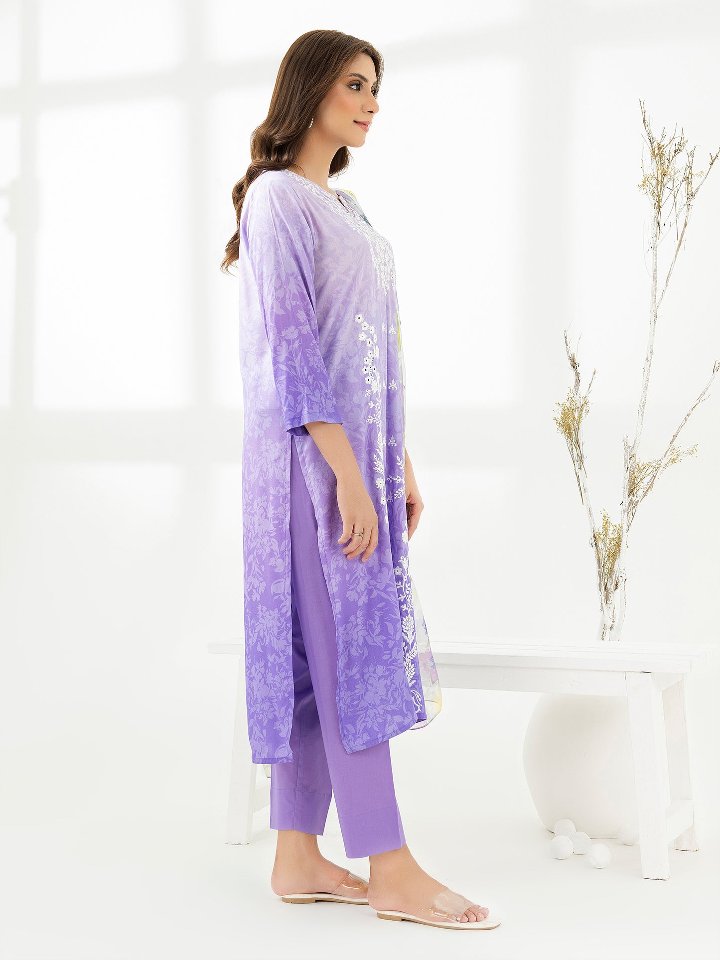 3 Piece Chiffon Suit-Embroidered (Pret)