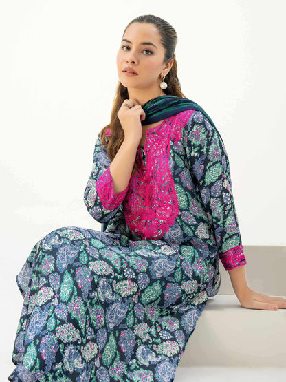 3 Piece Silk Suit-Embroidered (Pret)