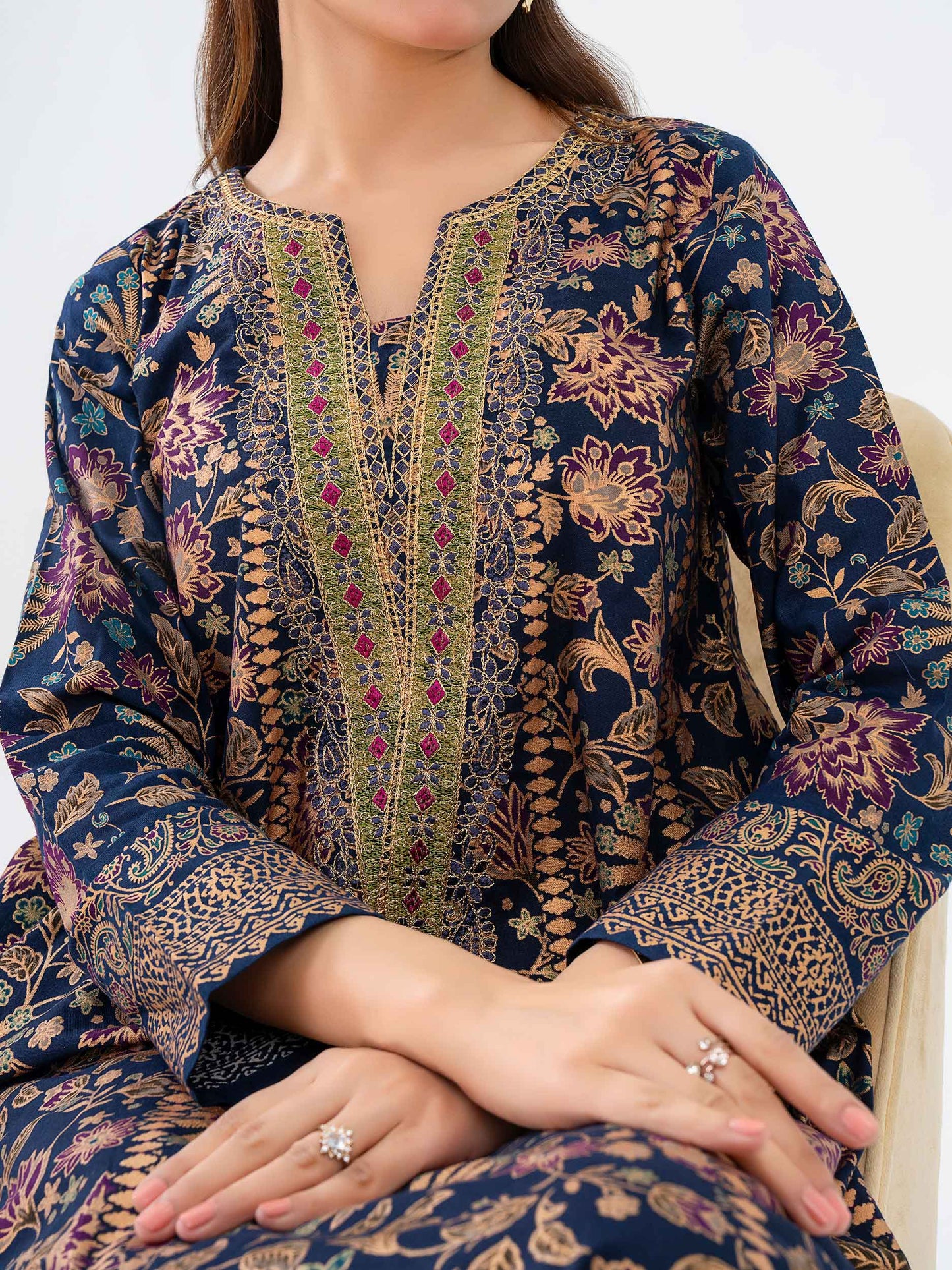 Khaddar Shirt-Embroidered (Pret)