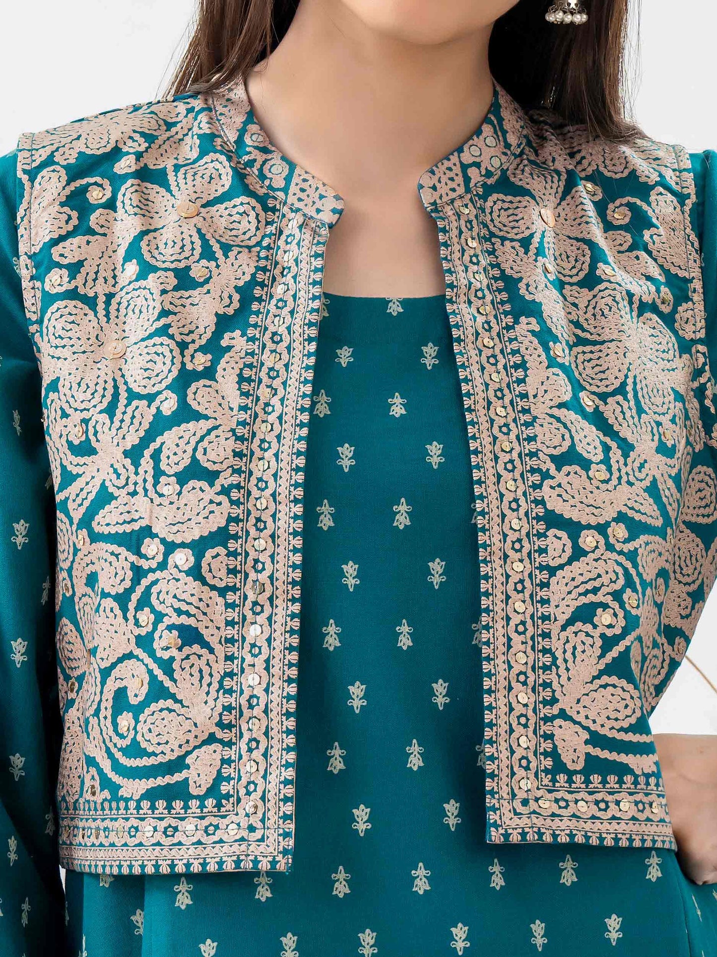 Khaddar Shirt With Bolero-Paste Print (Pret)