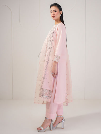 3 Piece Raw Silk Suit-Embroidered (Pret)