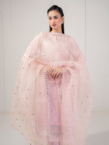 3 Piece Raw Silk Suit-Embroidered (Pret)