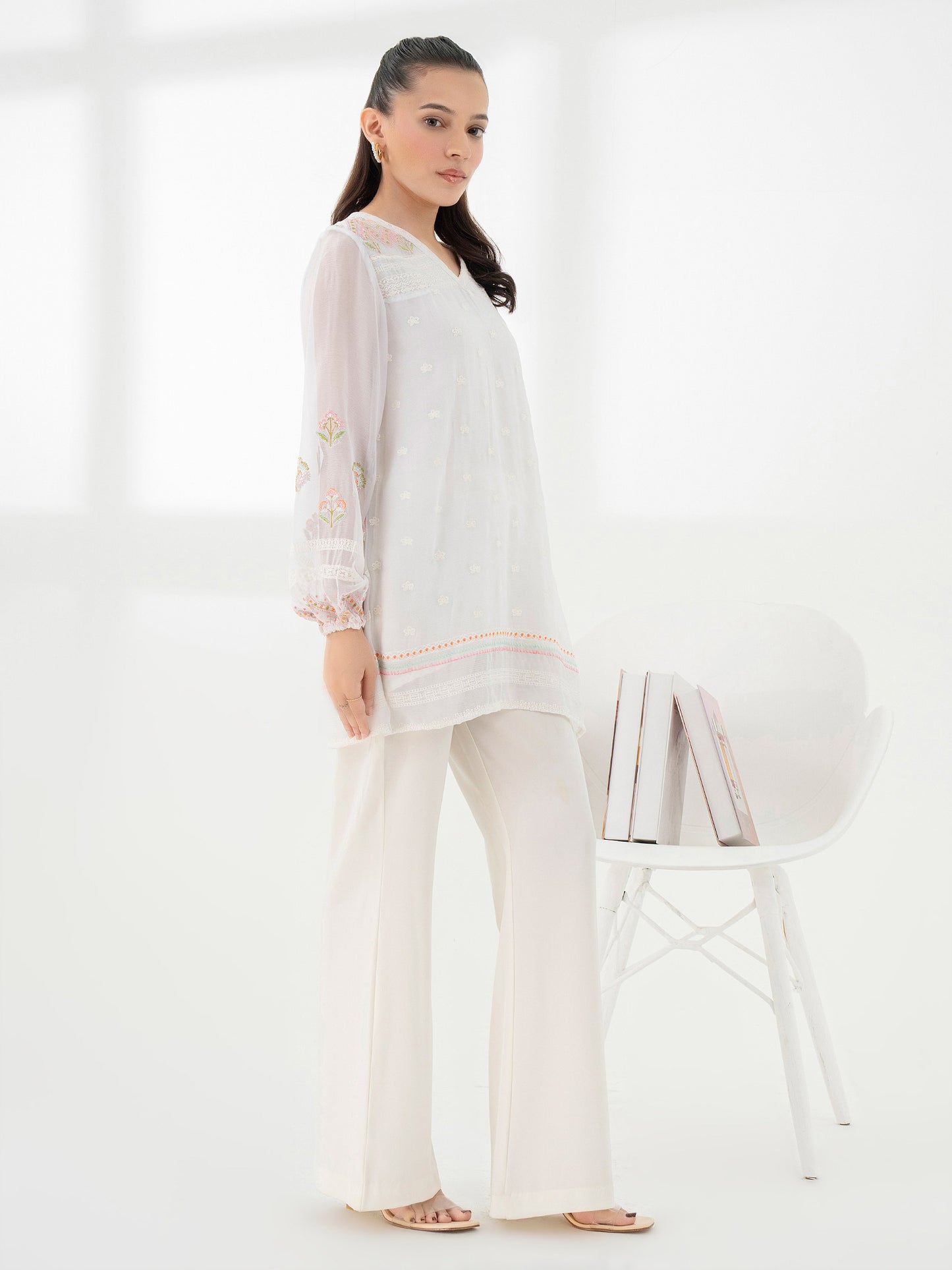 Embroidered Chiffon Top