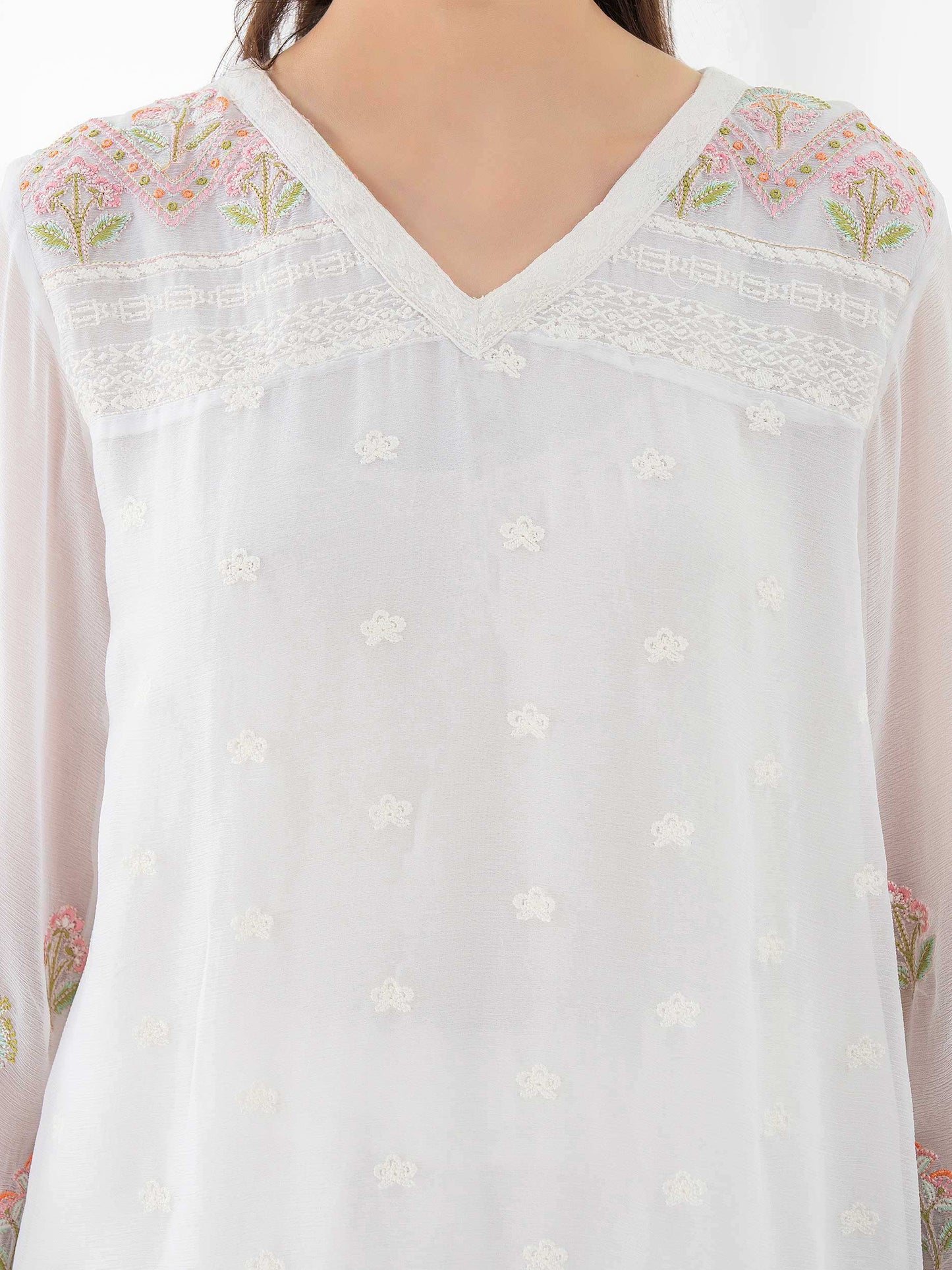 Embroidered Chiffon Top