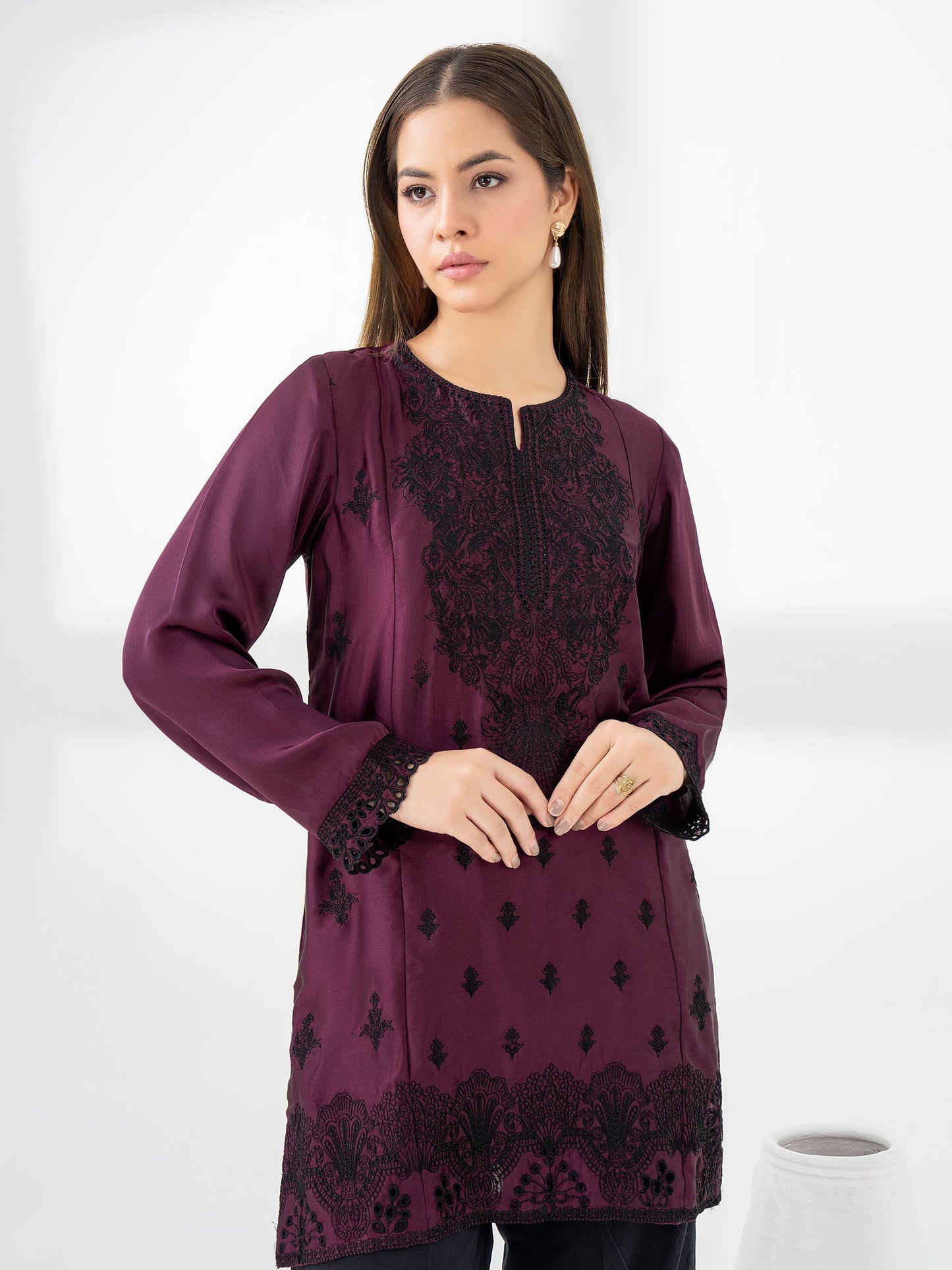 Silk Kurti-Embroidered (Pret)