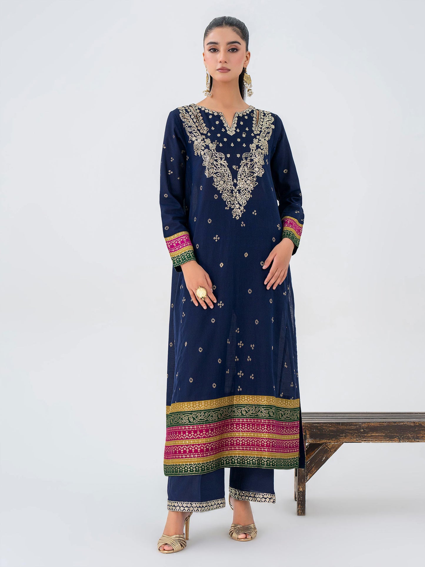 2 Piece Jacquard Suit-Embroidered (Pret)