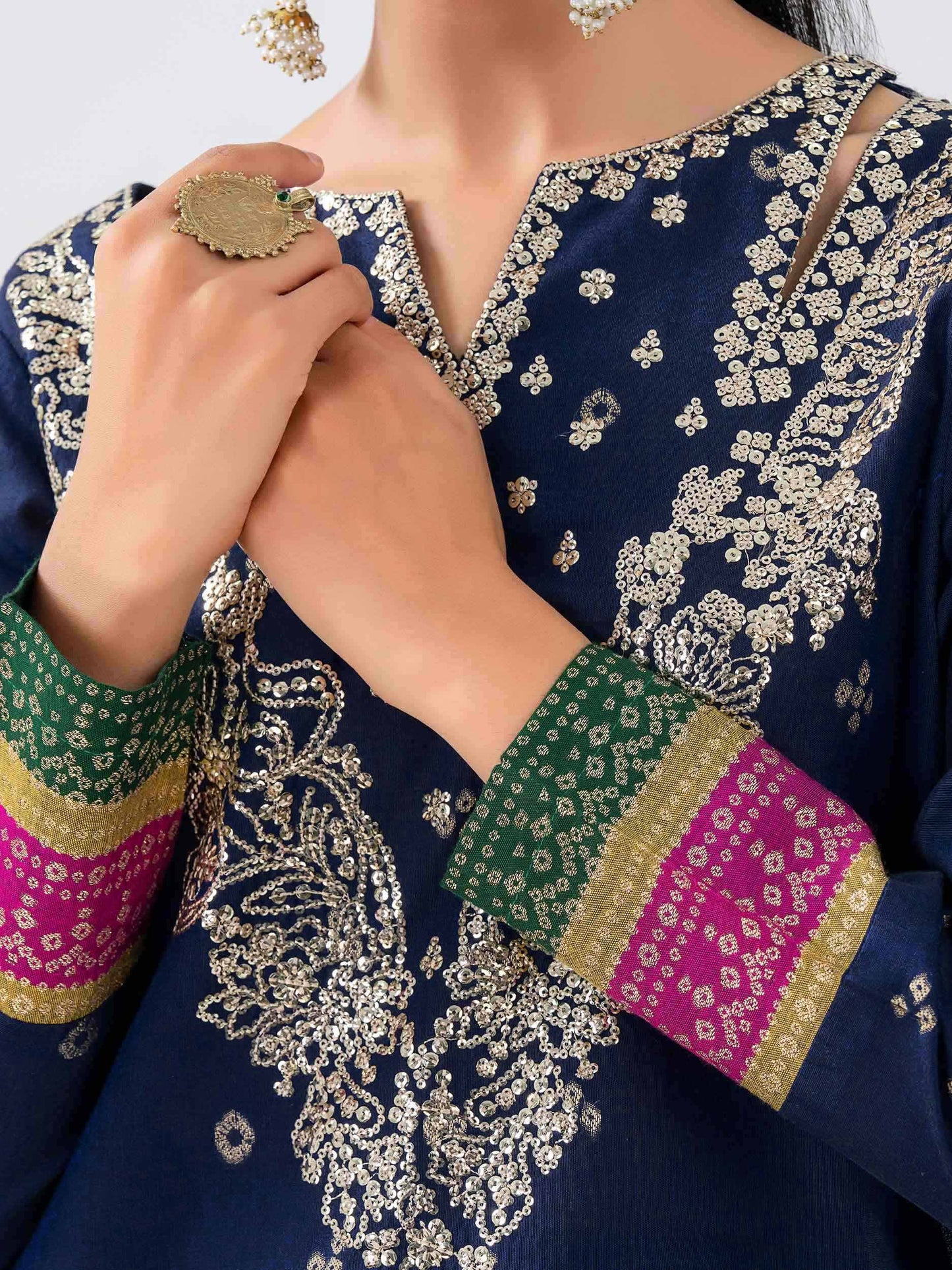 2 Piece Jacquard Suit-Embroidered (Pret)