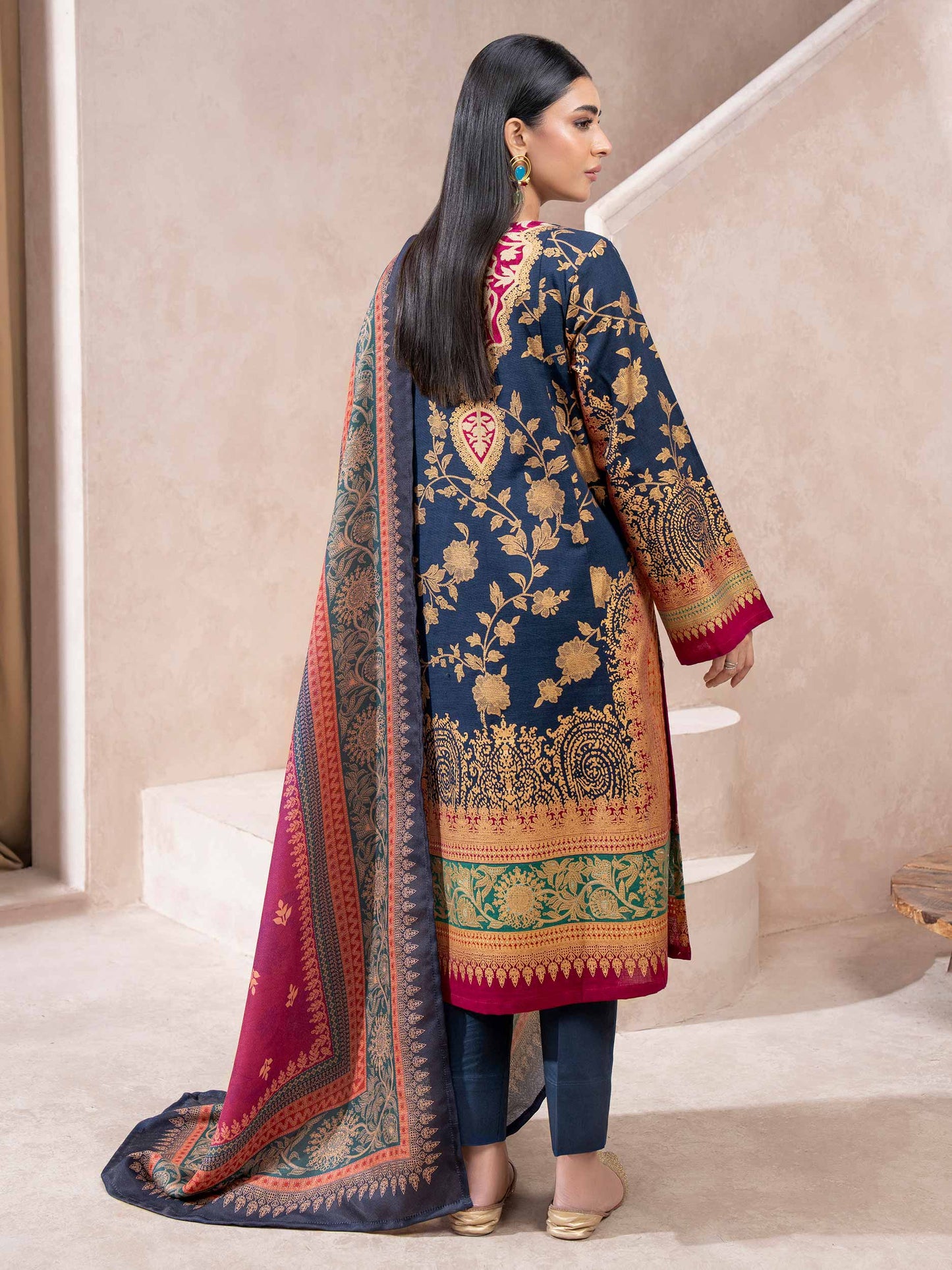 3 Piece Khaddar Suit-Paste Print (Unstitched)