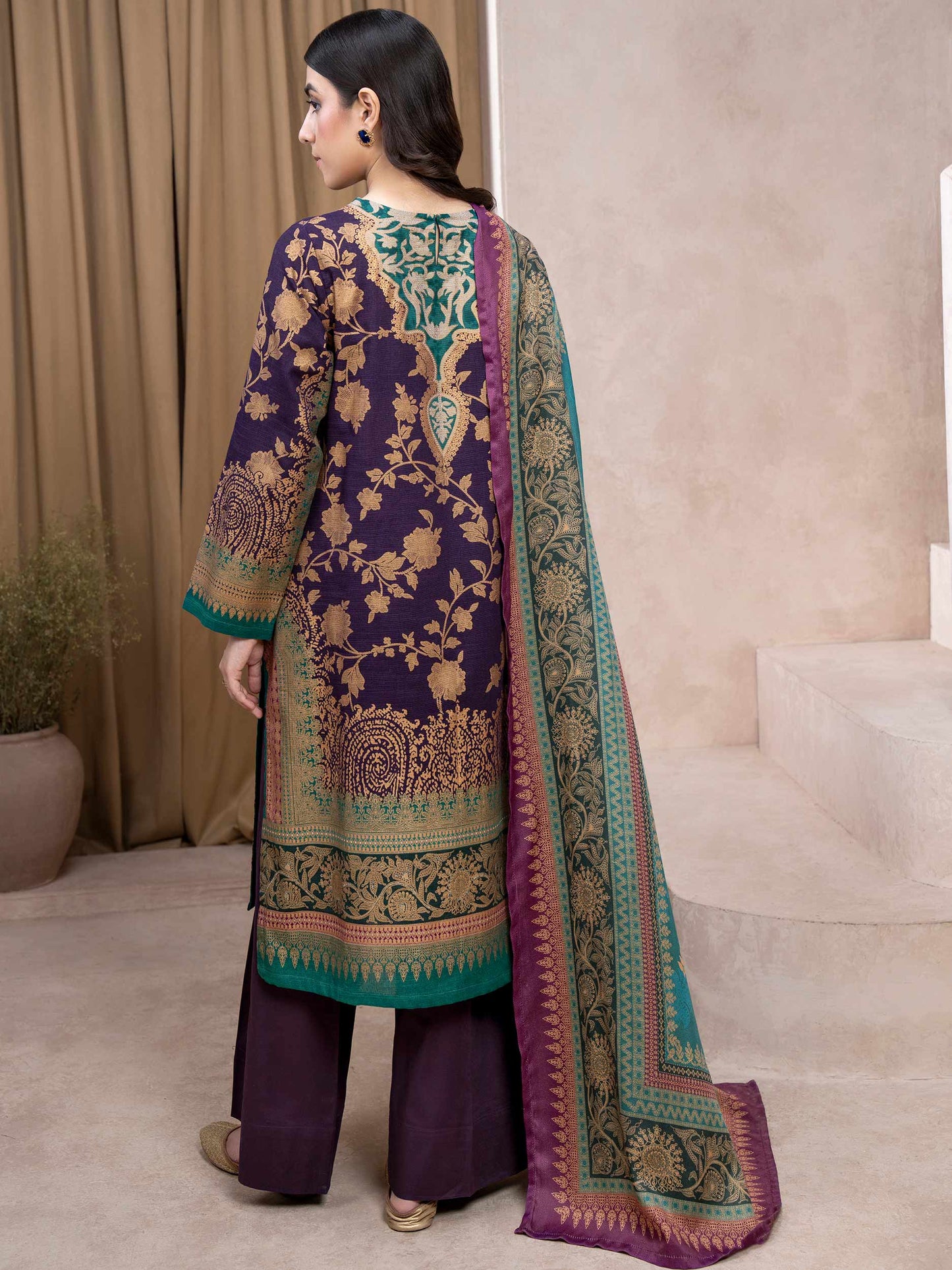 3 Piece Khaddar Suit-Paste Print (Unstitched)