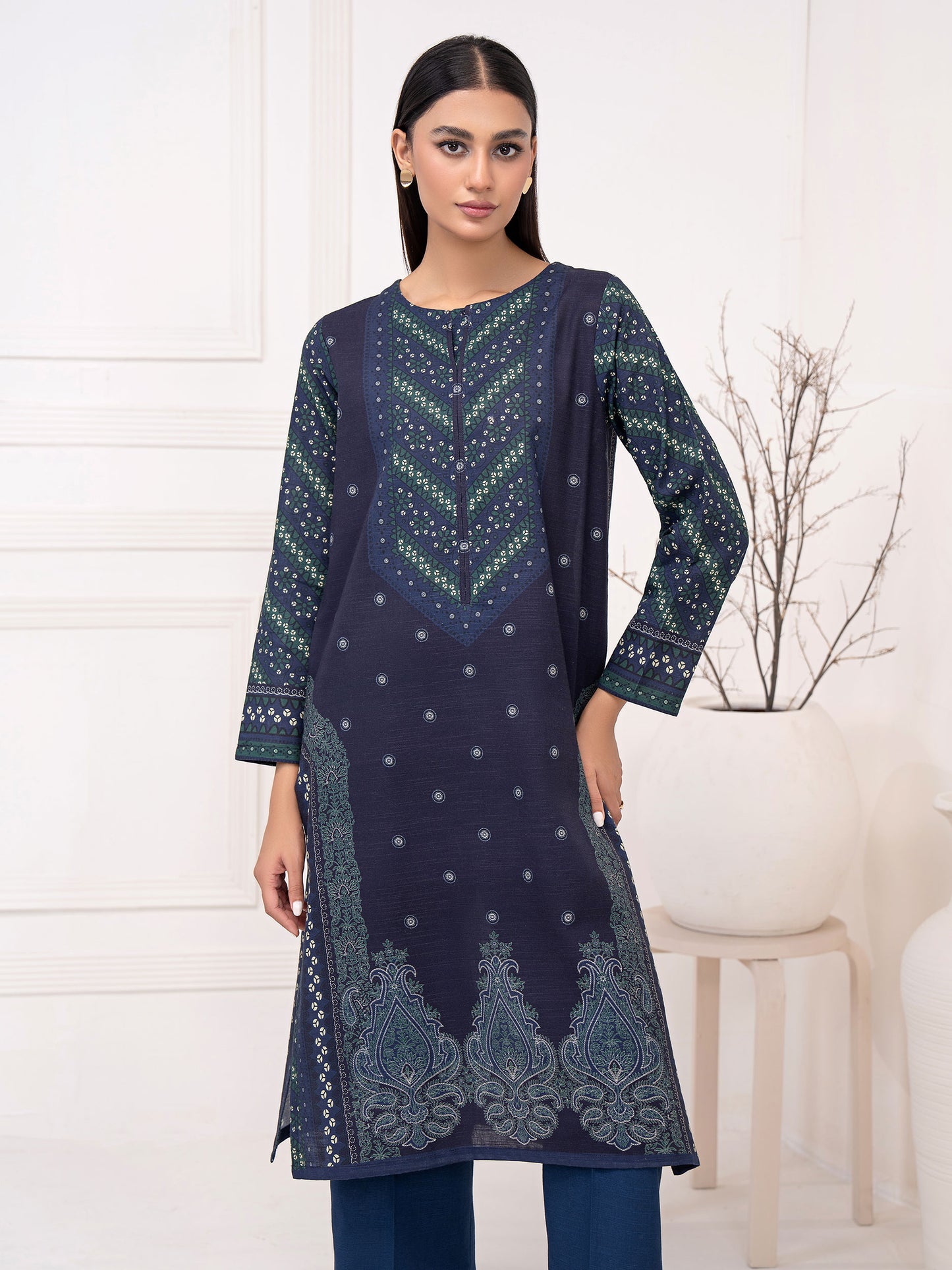 2 Piece Khaddar Suit-Printed (Unstitched)