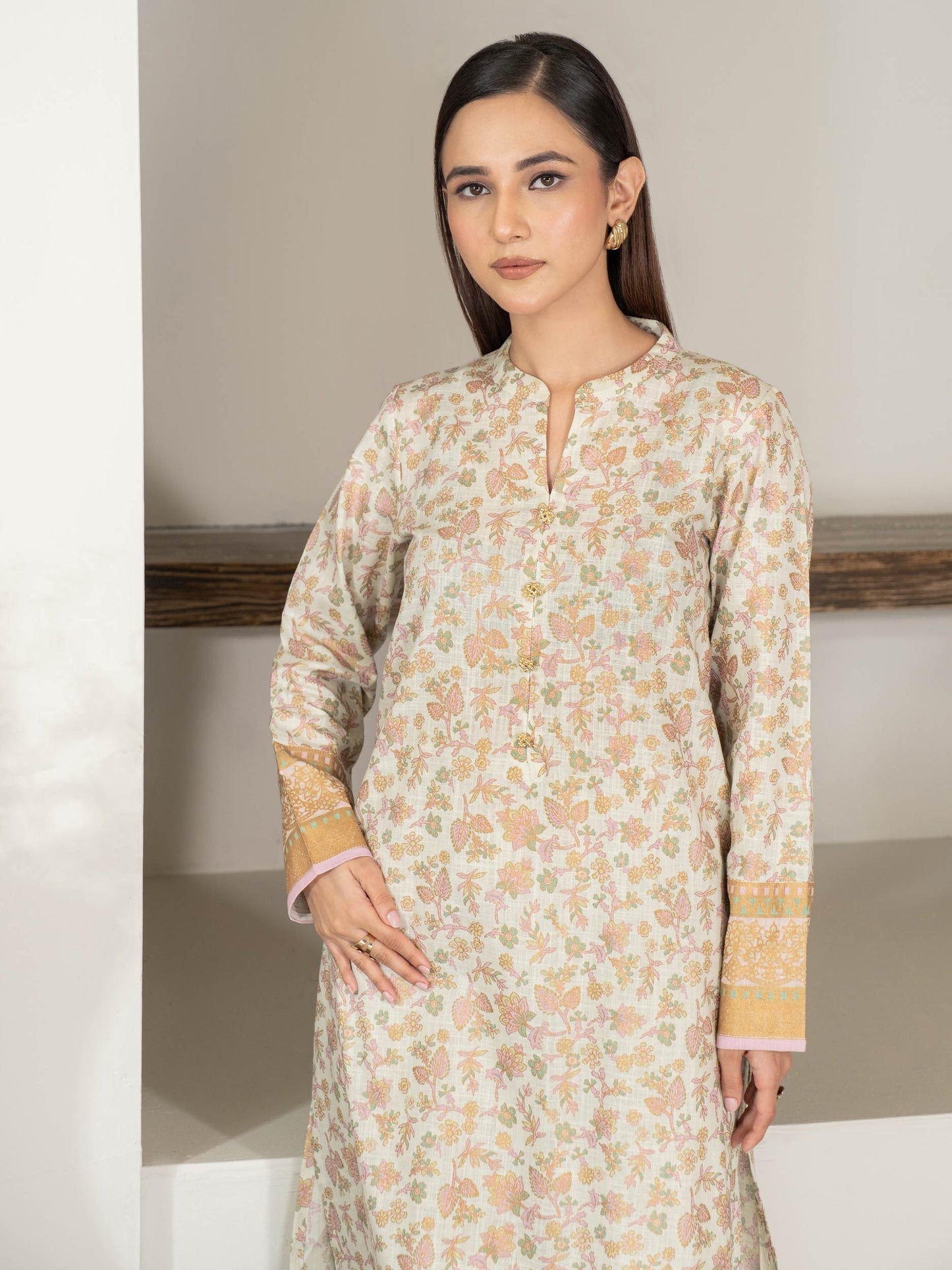 2 Piece Khaddar Suit-Paste Print (Unstitched)