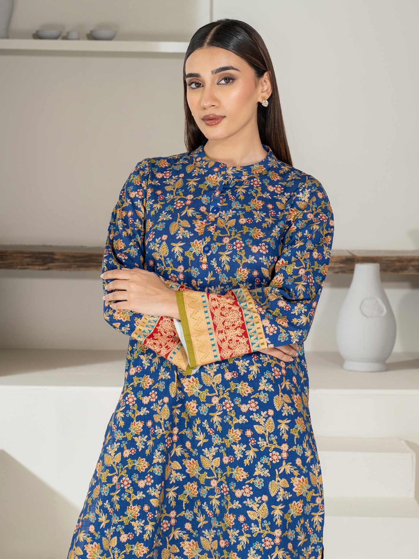 2 Piece Khaddar Suit-Paste Print (Unstitched)