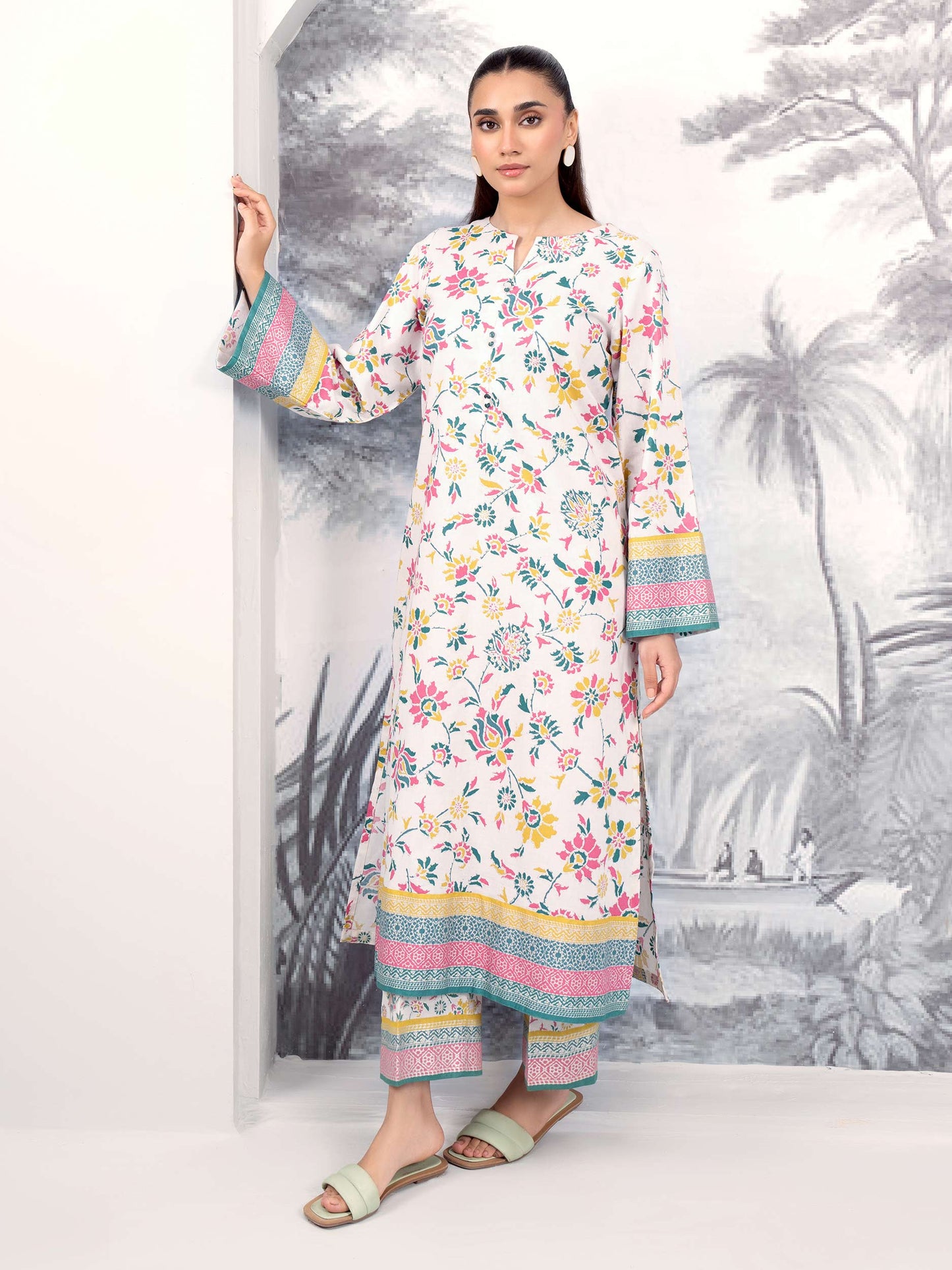 2 Piece Khaddar Suit-Paste Print (Unstitched)