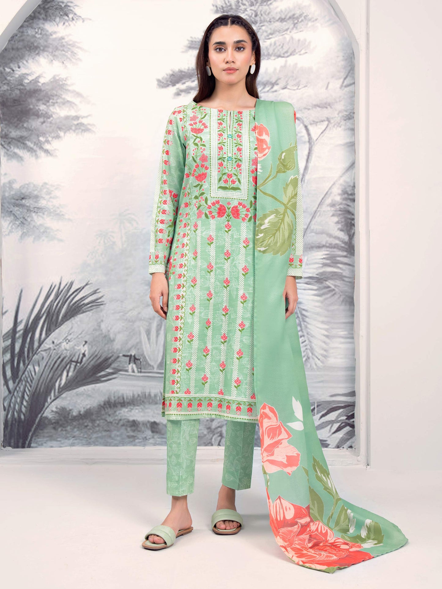 3 Piece Khaddar Suit-Printed (Unstitched)