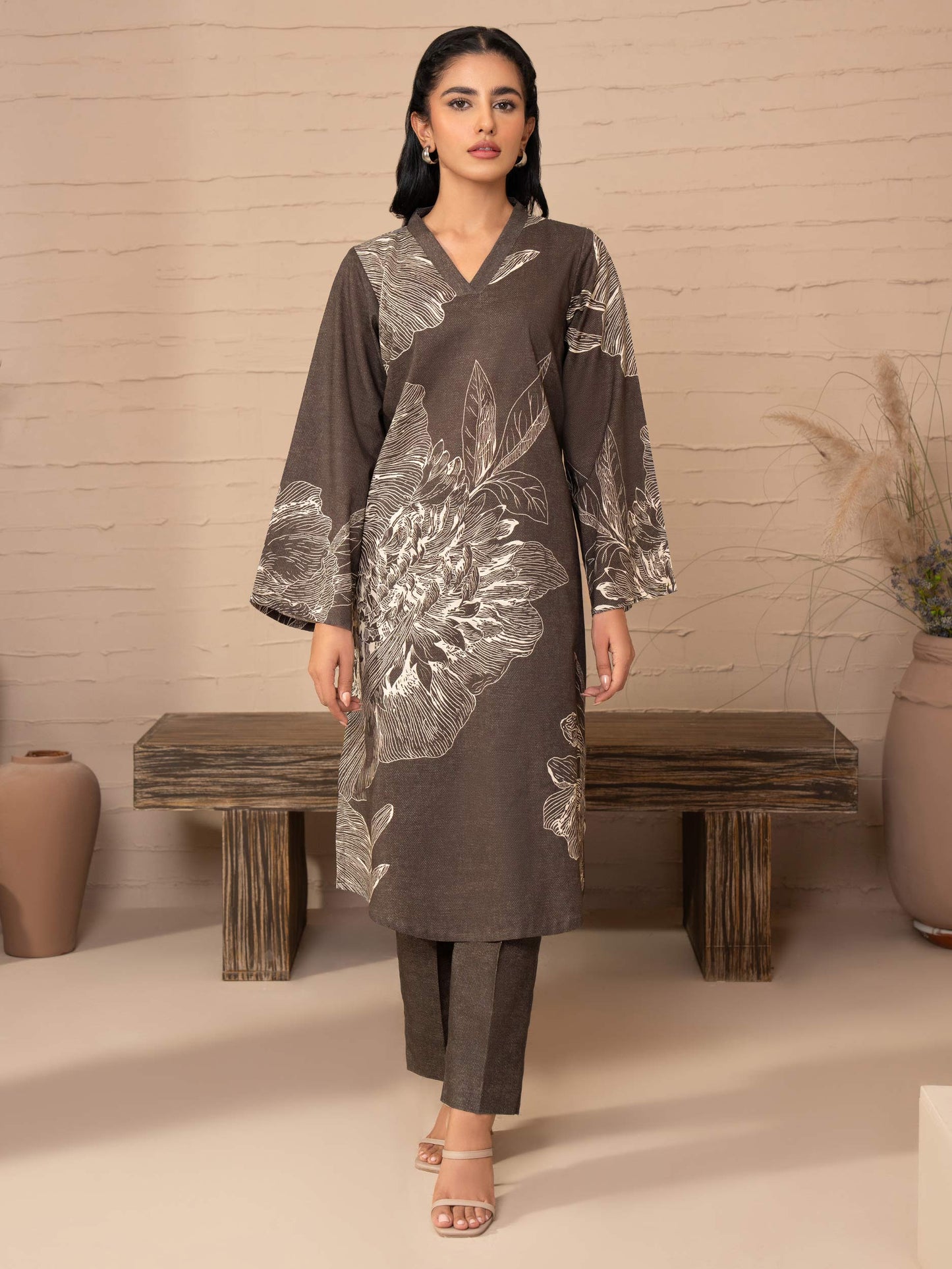 2 Piece Khaddar Suit-Printed (Unstitched)