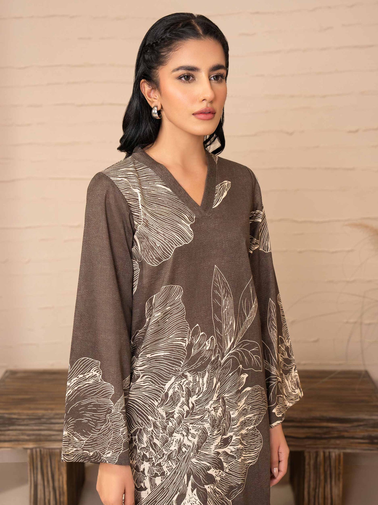 2 Piece Khaddar Suit-Printed (Unstitched)