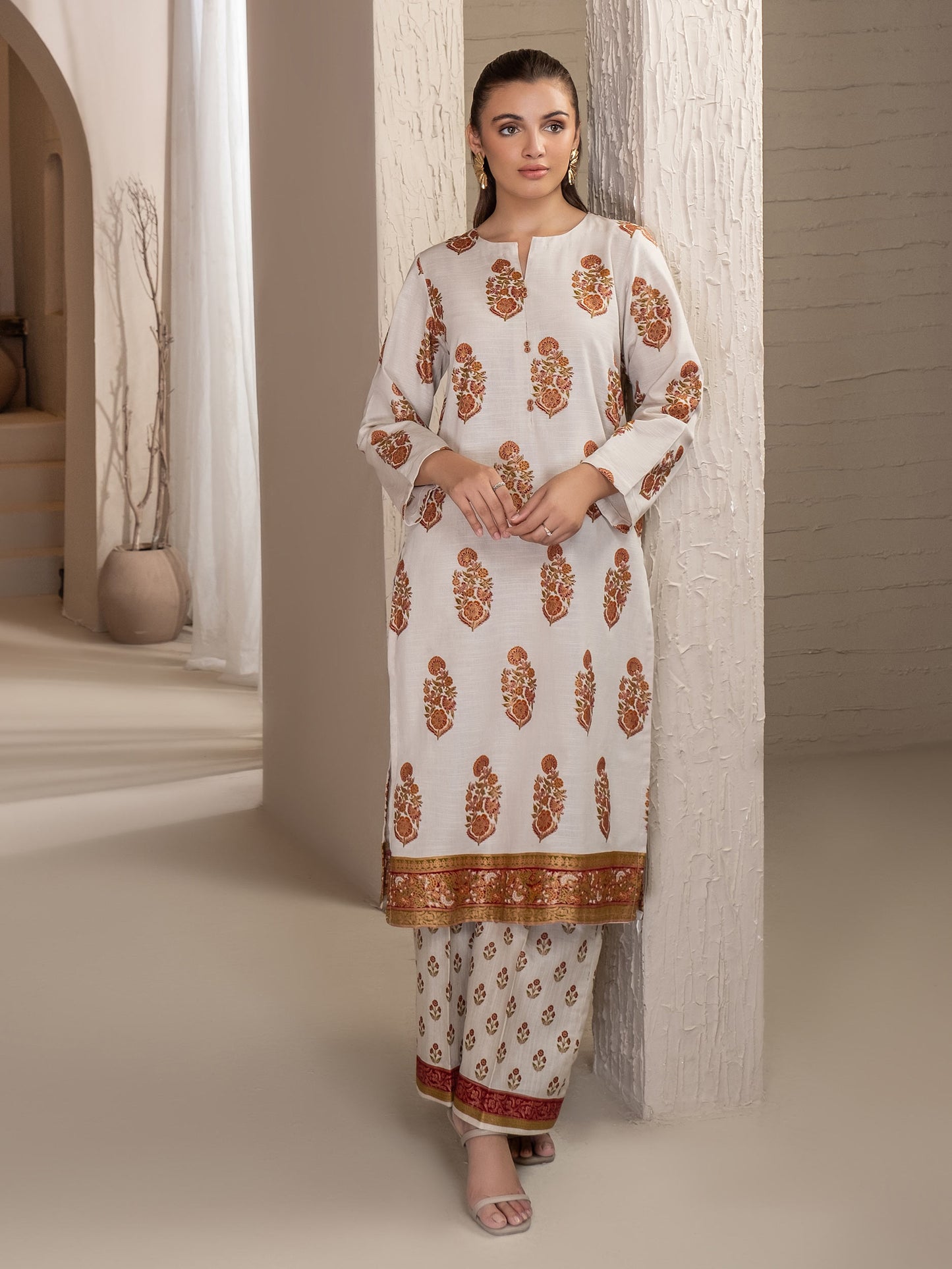 2 Piece Khaddar Suit-Paste Print (Unstitched)