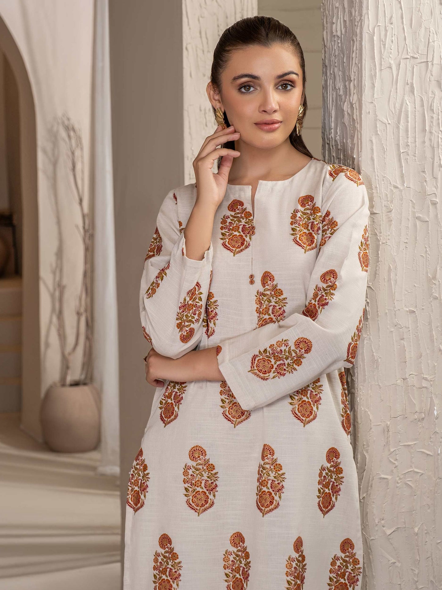 2 Piece Khaddar Suit-Paste Print (Unstitched)