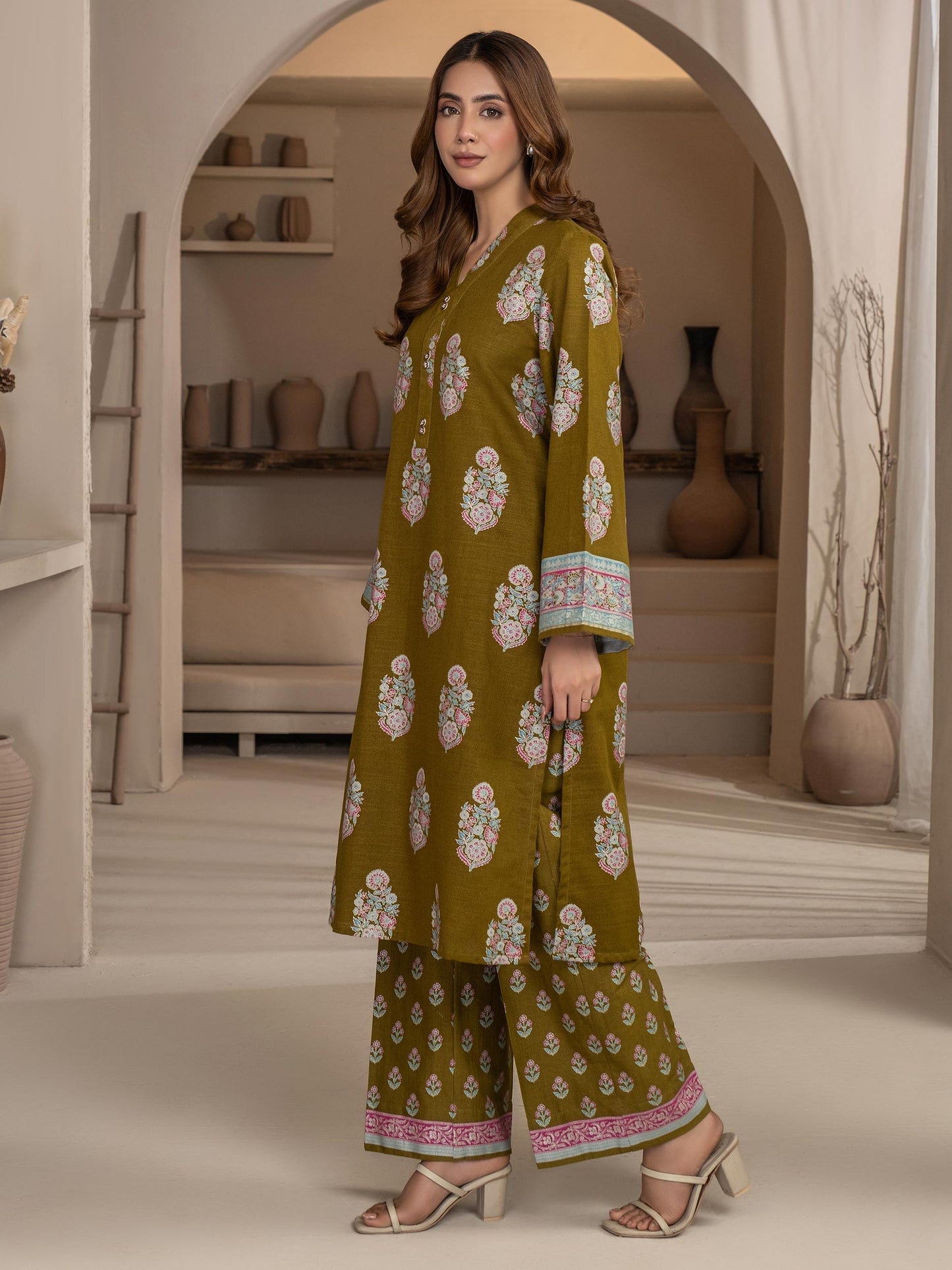 2 Piece Khaddar Suit-Paste Print (Unstitched)