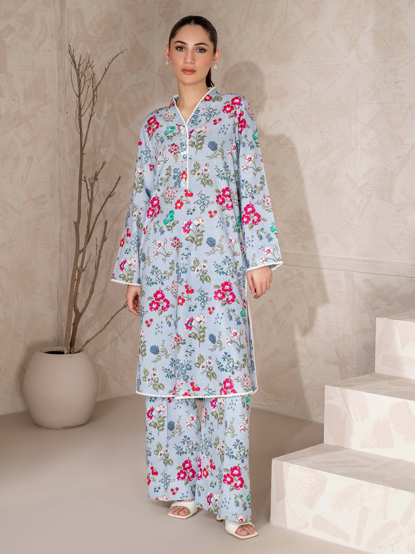 2 Piece Khaddar Suit-Printed (Unstitched)