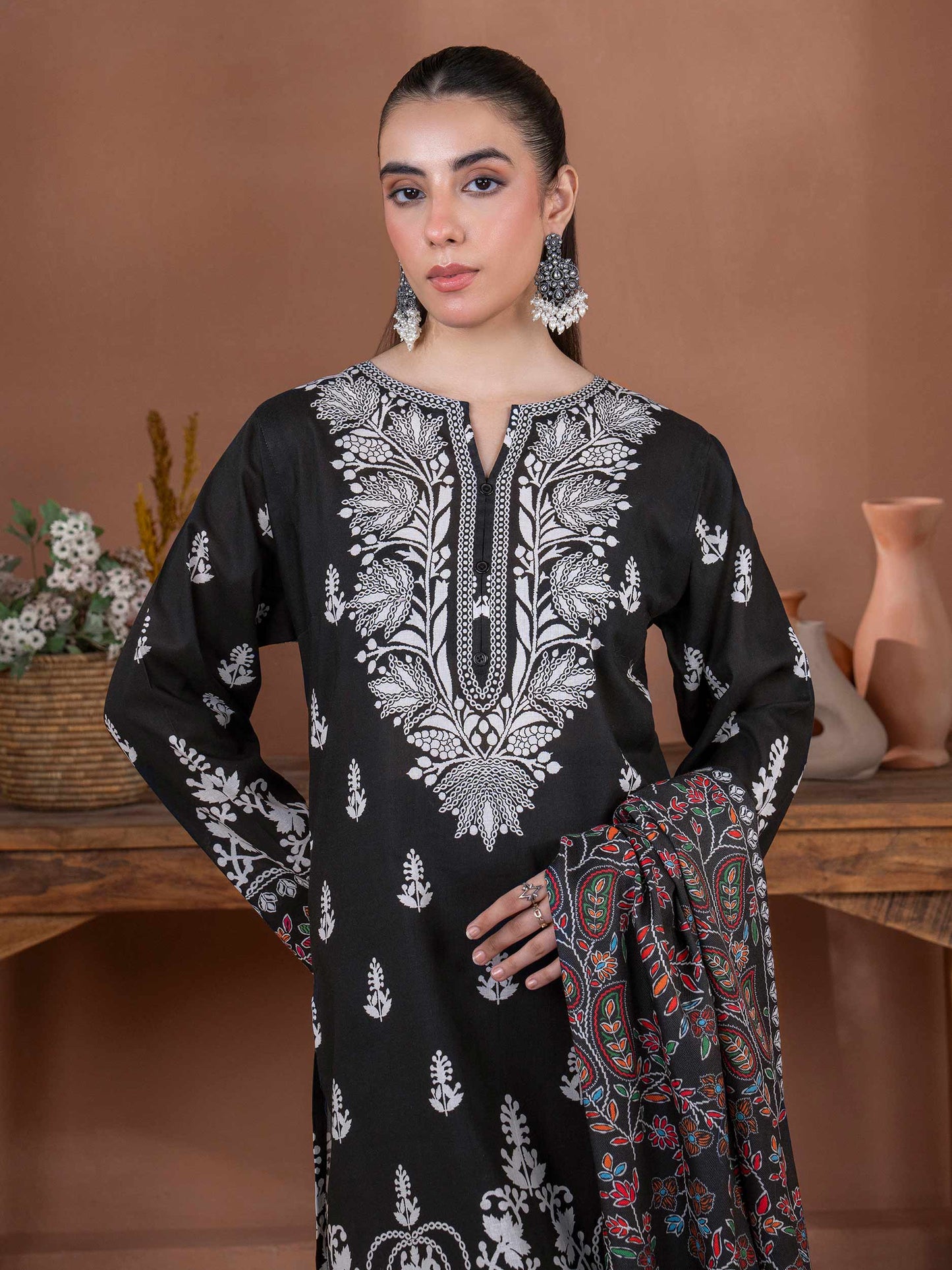 2 Piece Khaddar Suit-Printed (Unstitched)