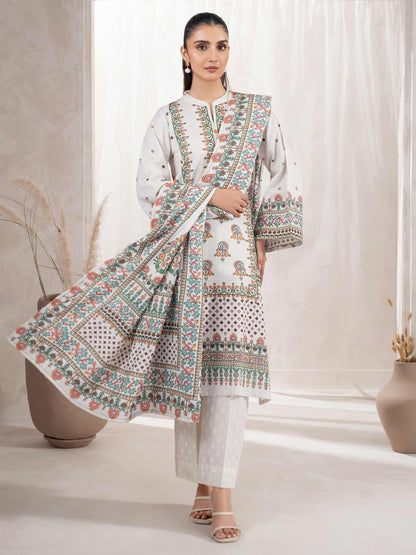 3 Piece Khaddar Suit-Paste Print (Unstitched)