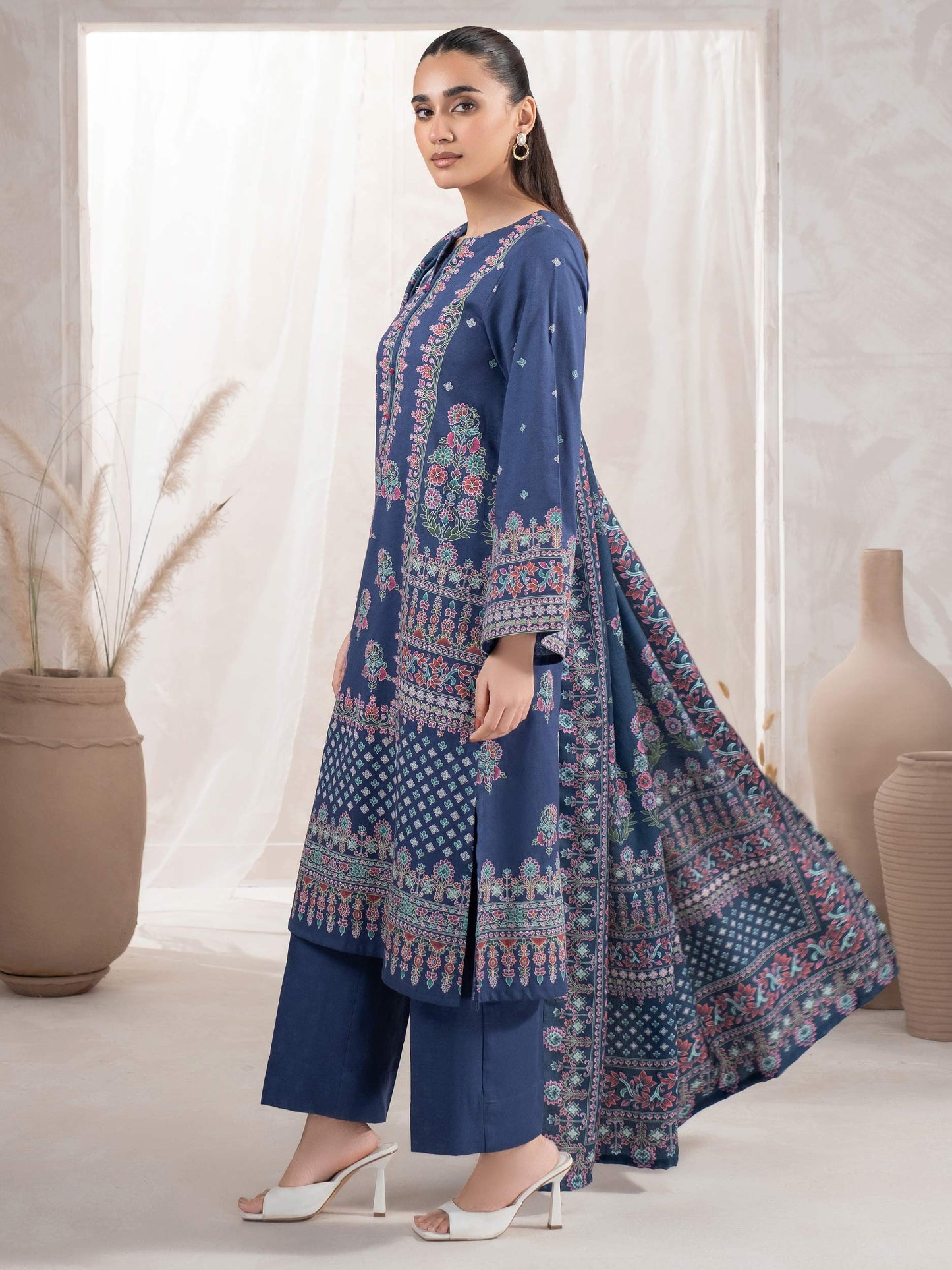 3 Piece Khaddar Suit-Paste Print (Unstitched)