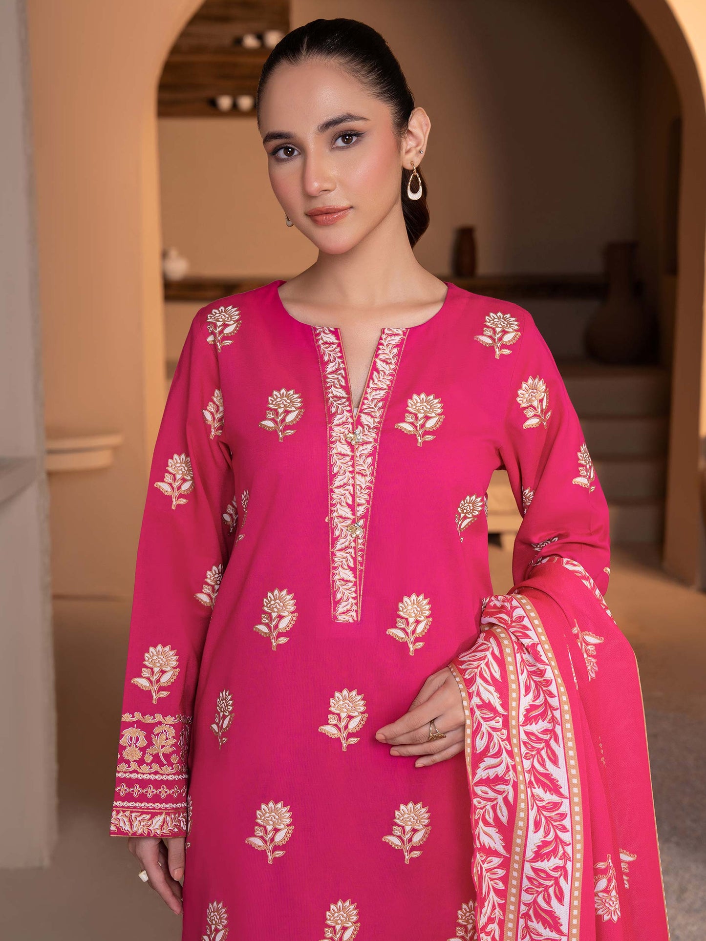 3 Piece Khaddar Suit-Paste Print (Unstitched)