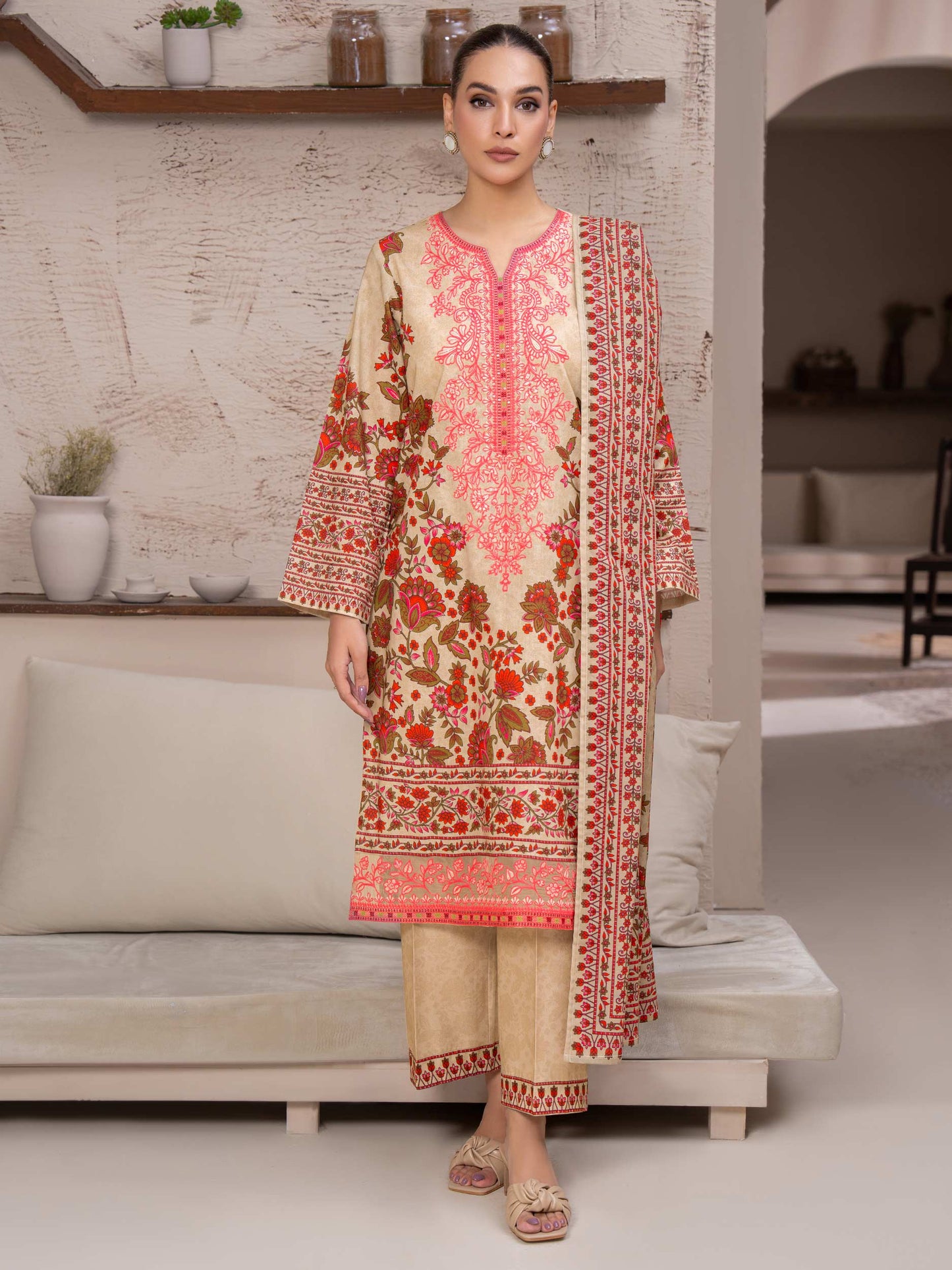 3 Piece Khaddar Suit-Embroidered (Unstitched)