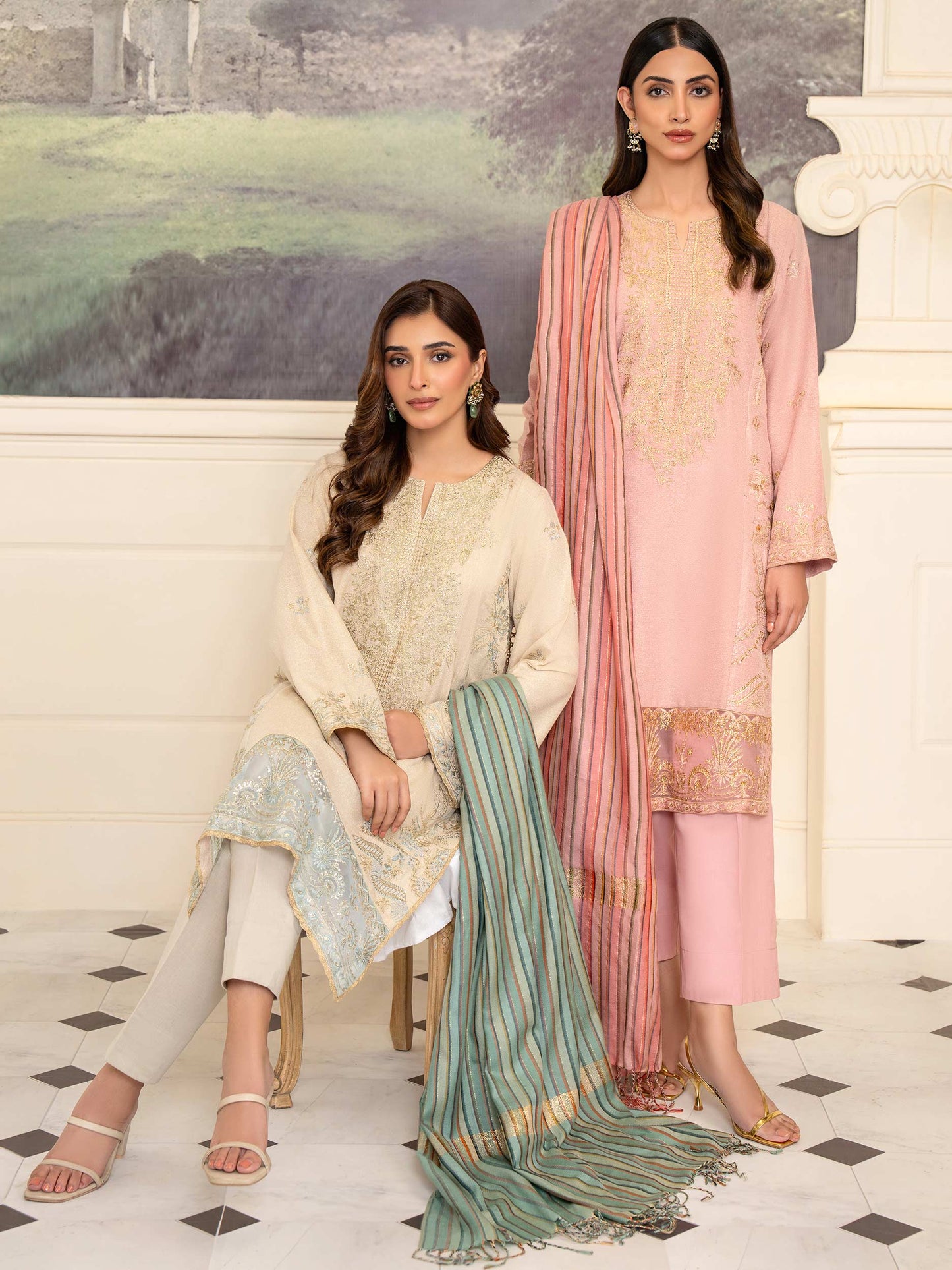 3 Piece Karandi Suit-Embroidered (Unstitched)