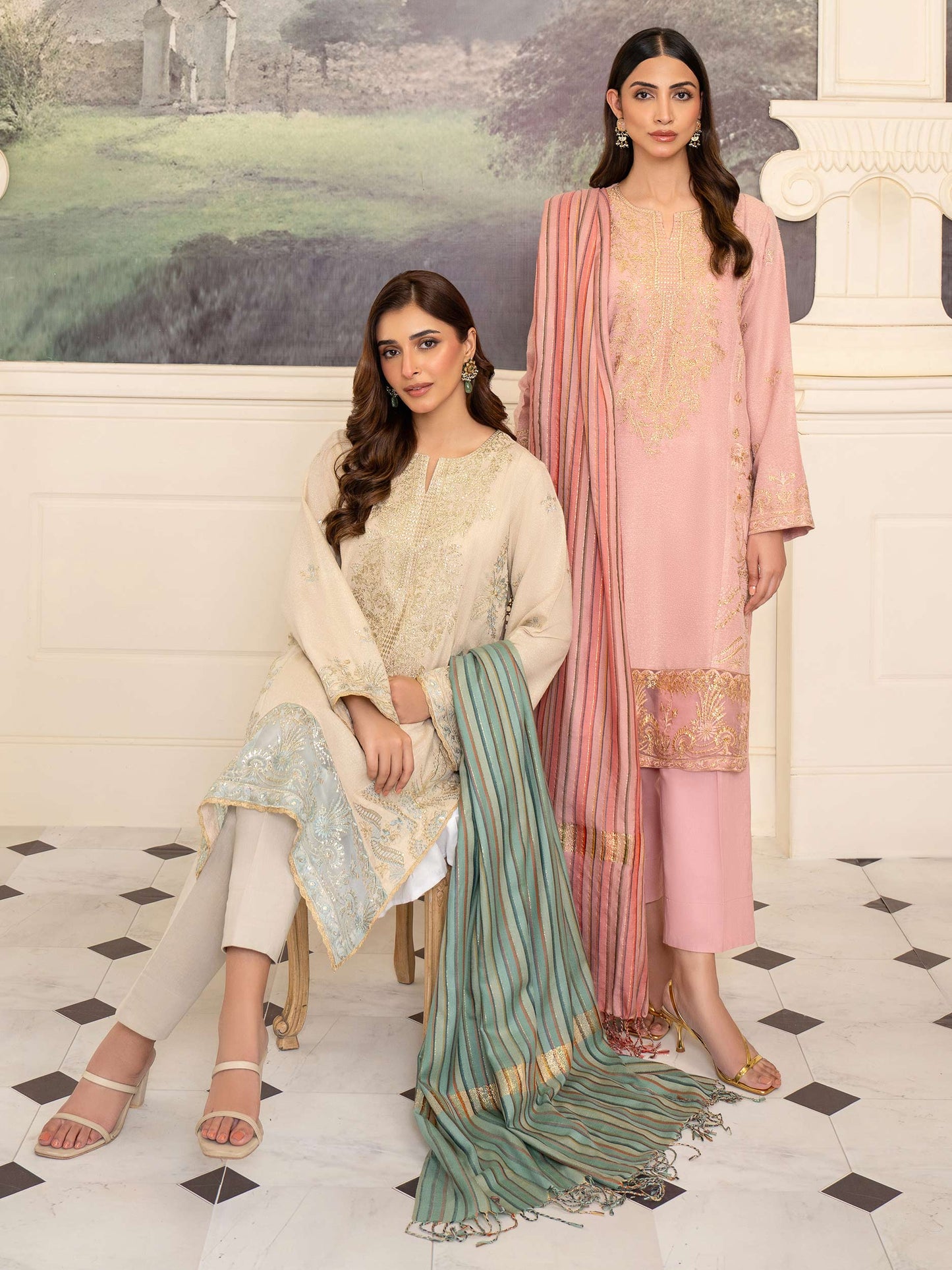 3 Piece Karandi Suit-Embroidered (Unstitched)