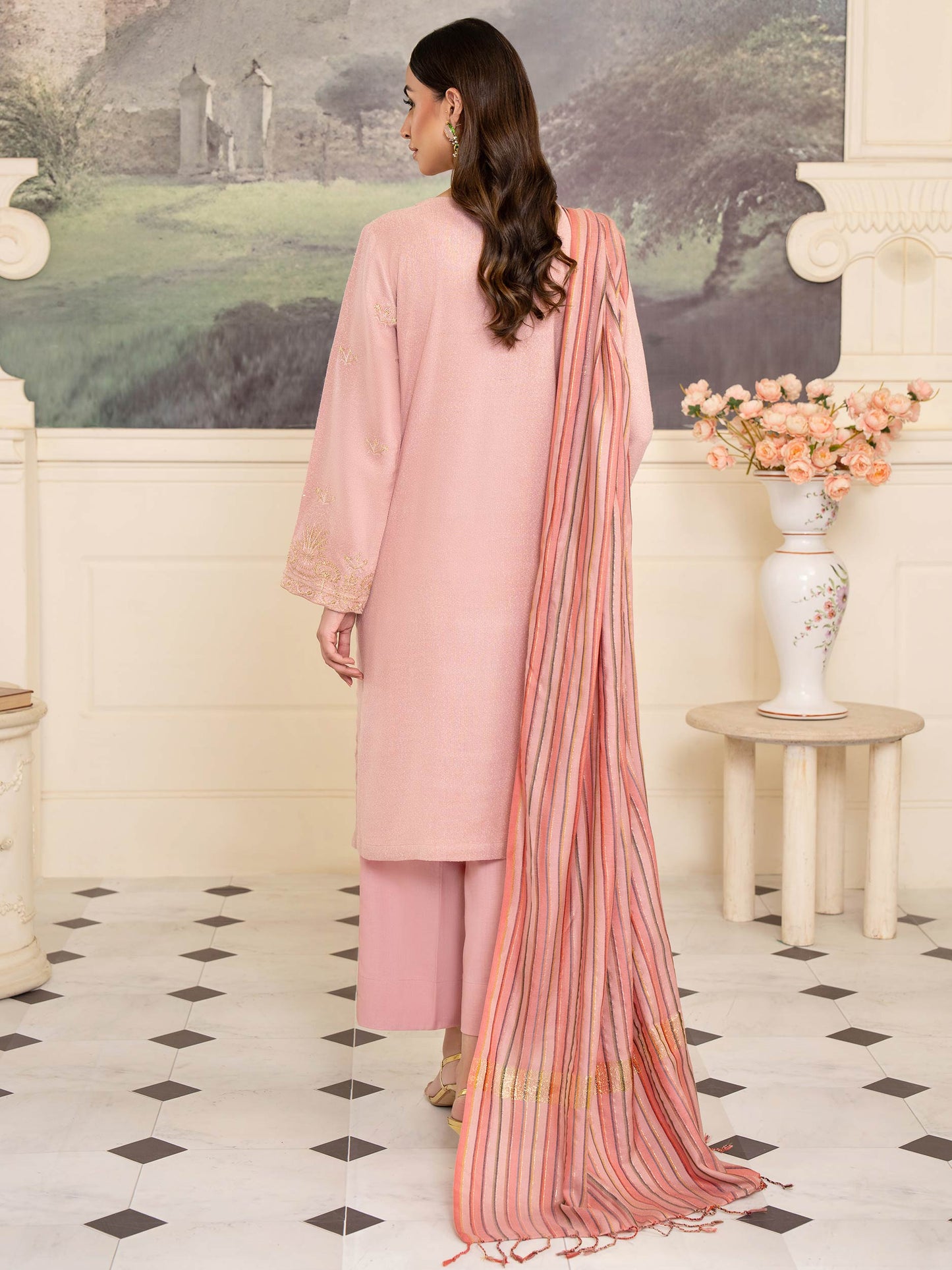 3 Piece Karandi Suit-Embroidered (Unstitched)