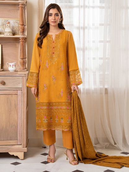 3 Piece Zari Suit-Embroidered (Unstitched)