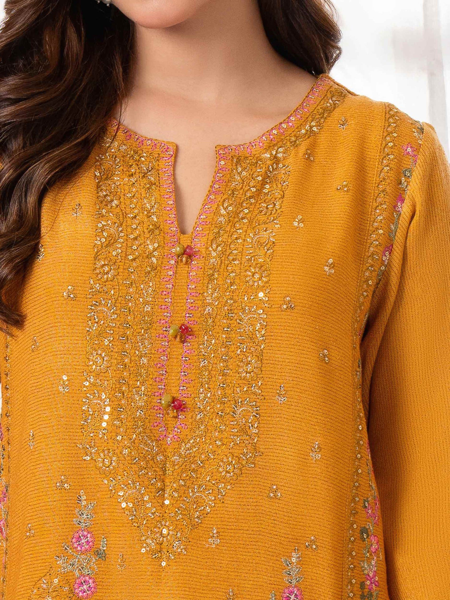 3 Piece Zari Suit-Embroidered (Unstitched)