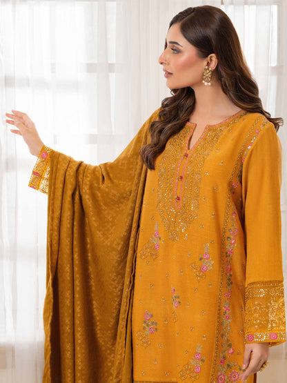 3 Piece Zari Suit-Embroidered (Unstitched)