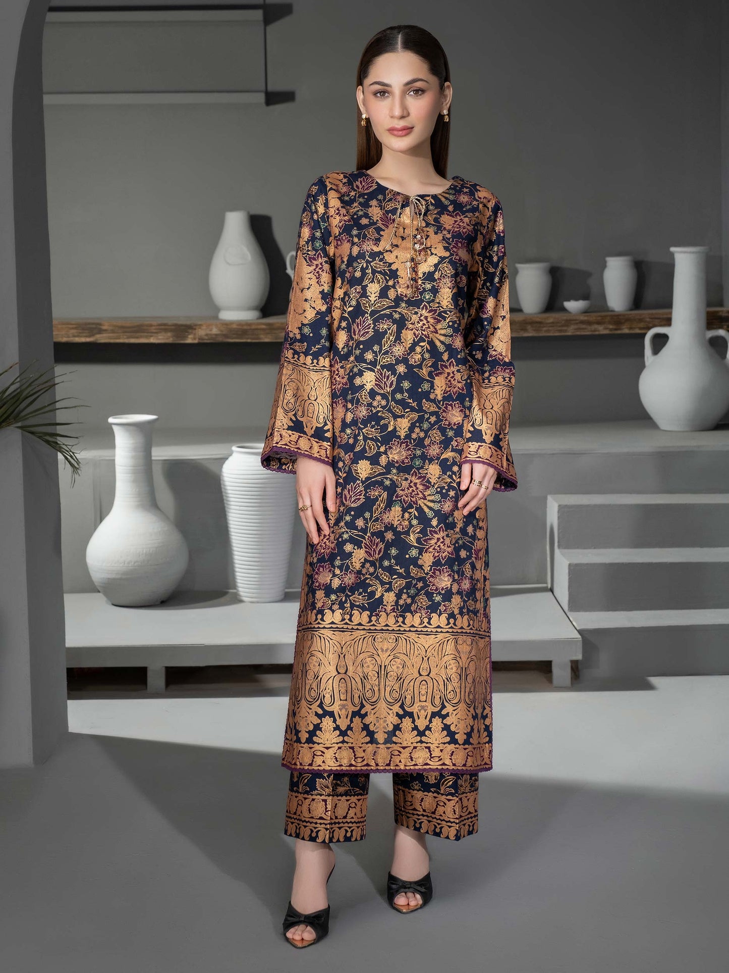 2 Piece Khaddar Suit-Printed (Unstitched)