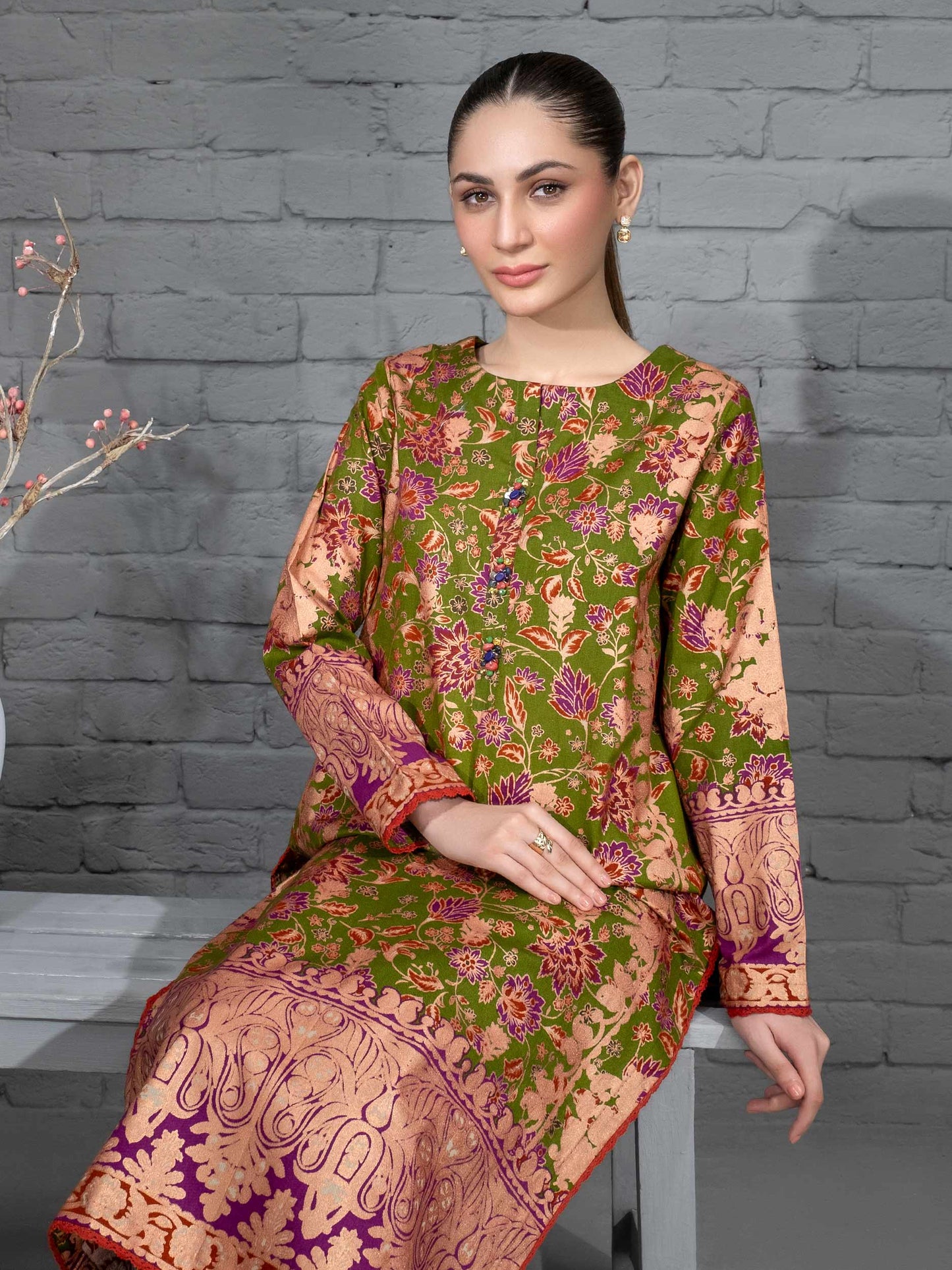 2 Piece Khaddar Suit-Printed (Unstitched)