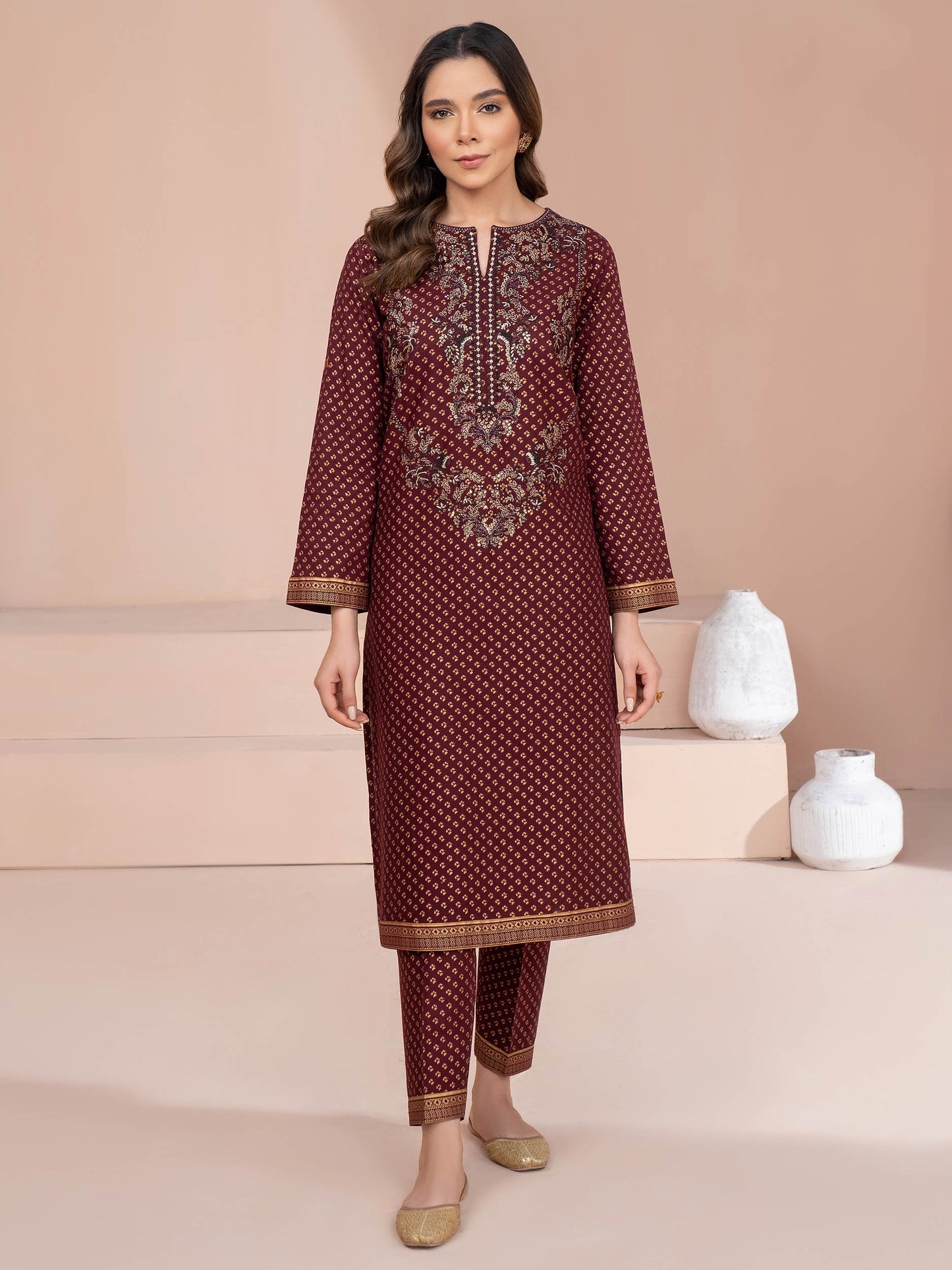 2 Piece Khaddar Suit-Embroidered (Unstitched)