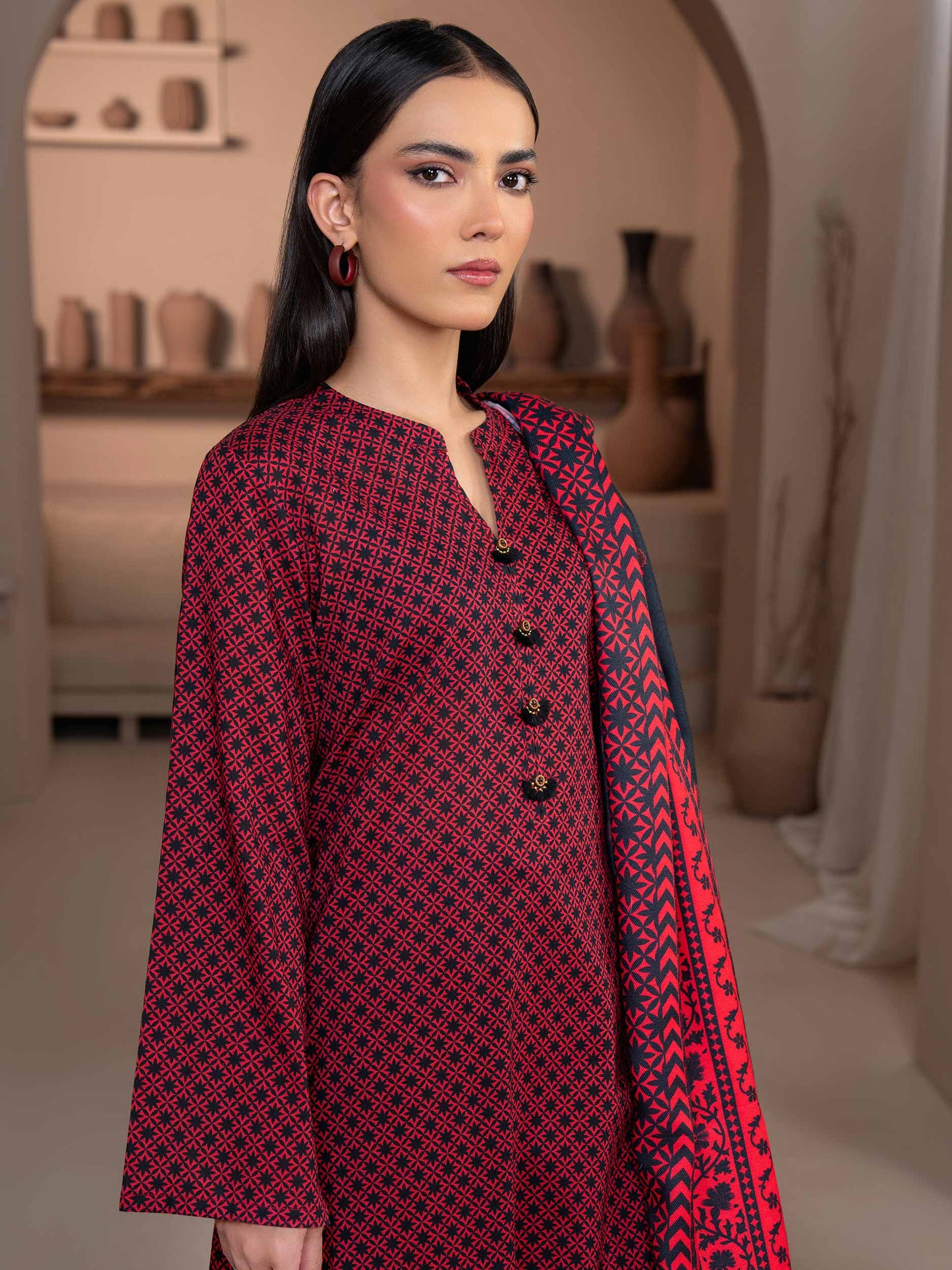 3 Piece Khaddar Suit-Printed (Unstitched)